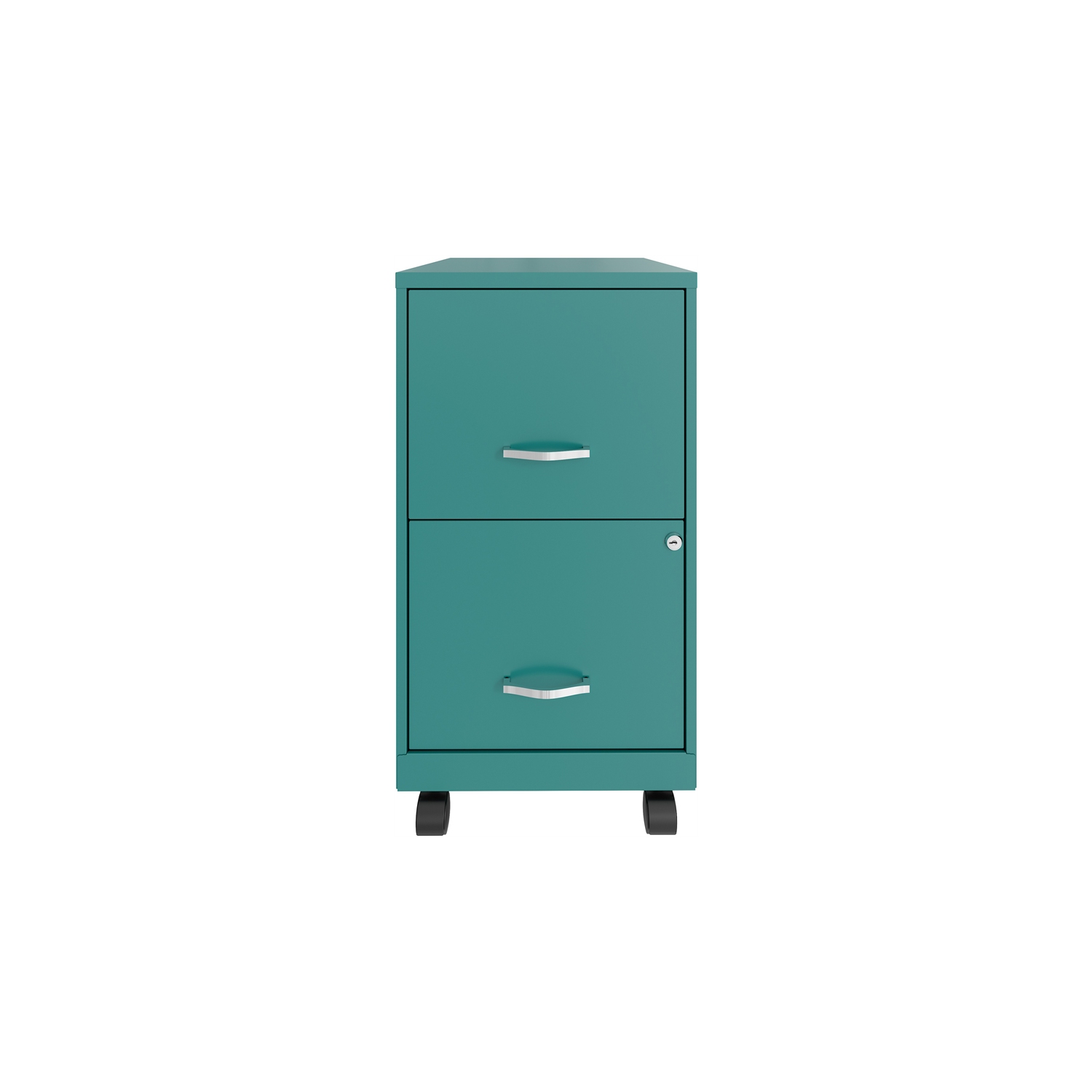 Space Solutions 18in 2 Drawer Metal Mobile Smart Vertical File Cabinet Turquoise