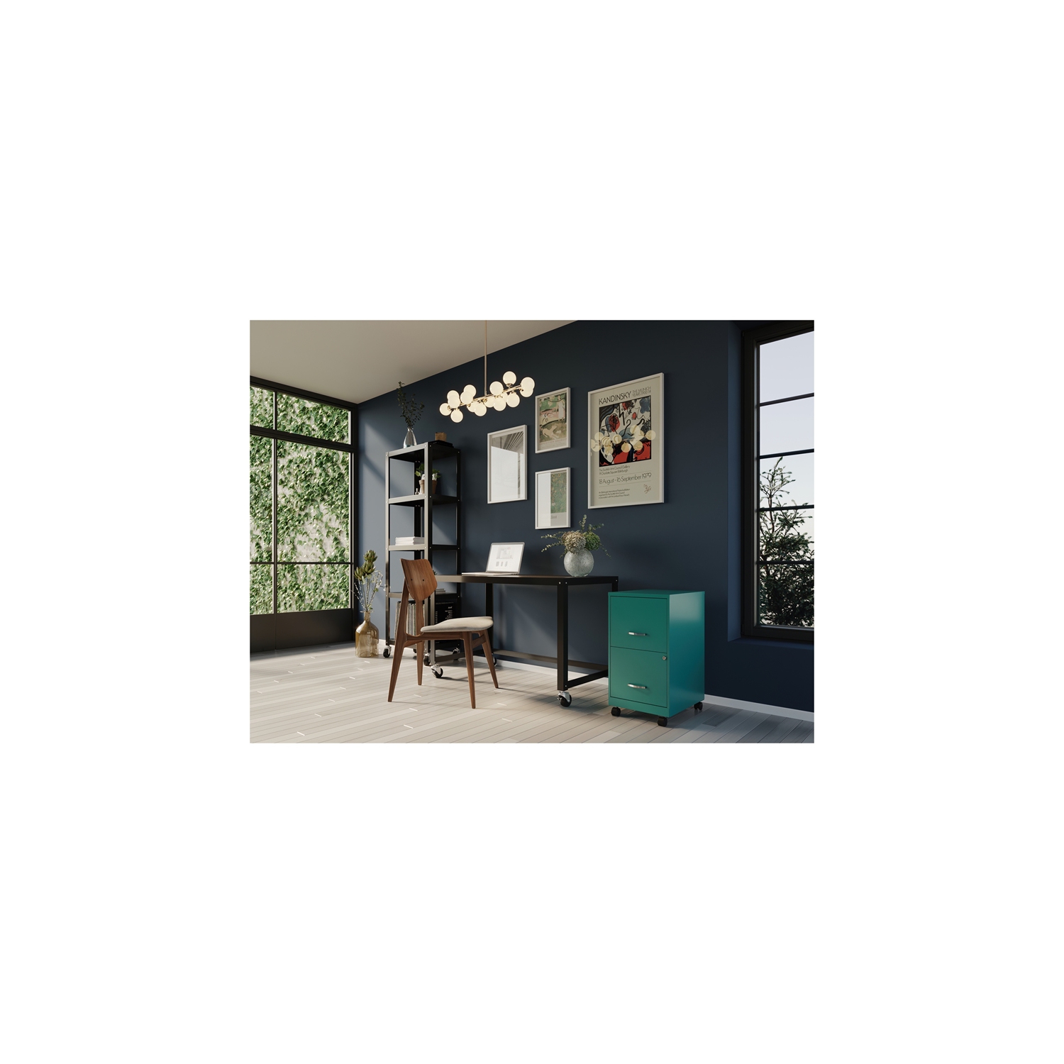 Space Solutions 18in 2 Drawer Metal Mobile Smart Vertical File Cabinet Turquoise