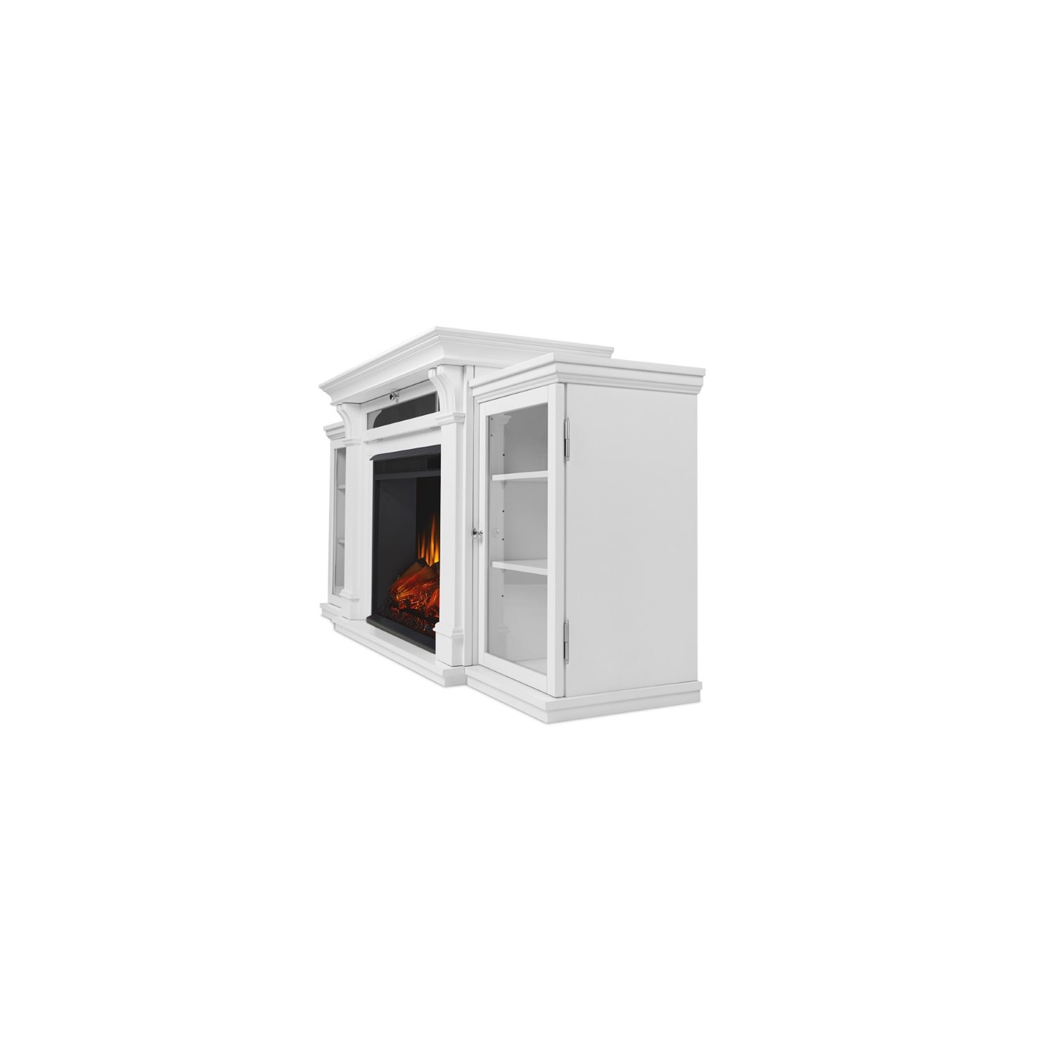 Meuble contemporain pour téléviseur avec foyer électrique en bois de Bowery Hill, blanc