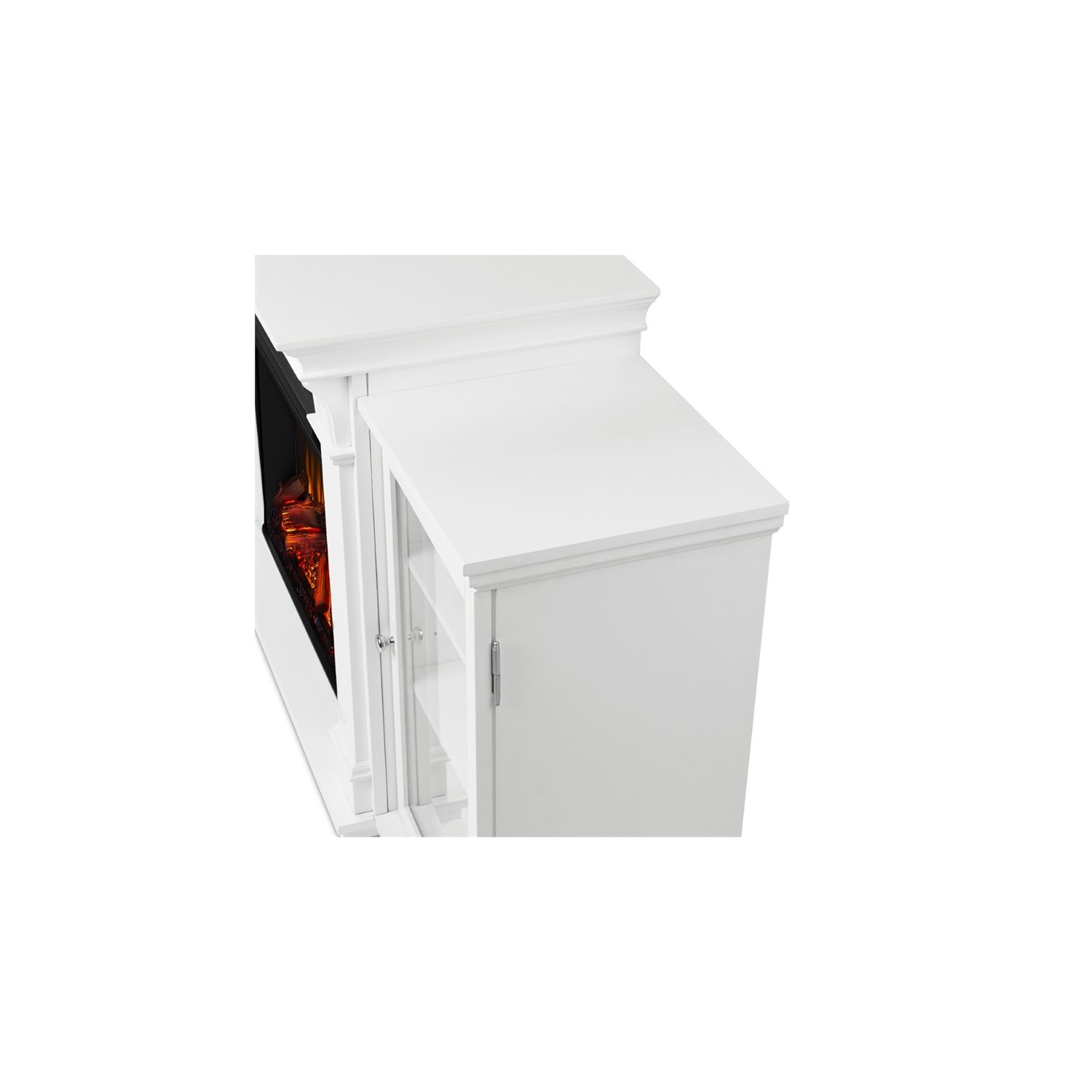 Meuble contemporain pour téléviseur avec foyer électrique en bois de Bowery Hill, blanc