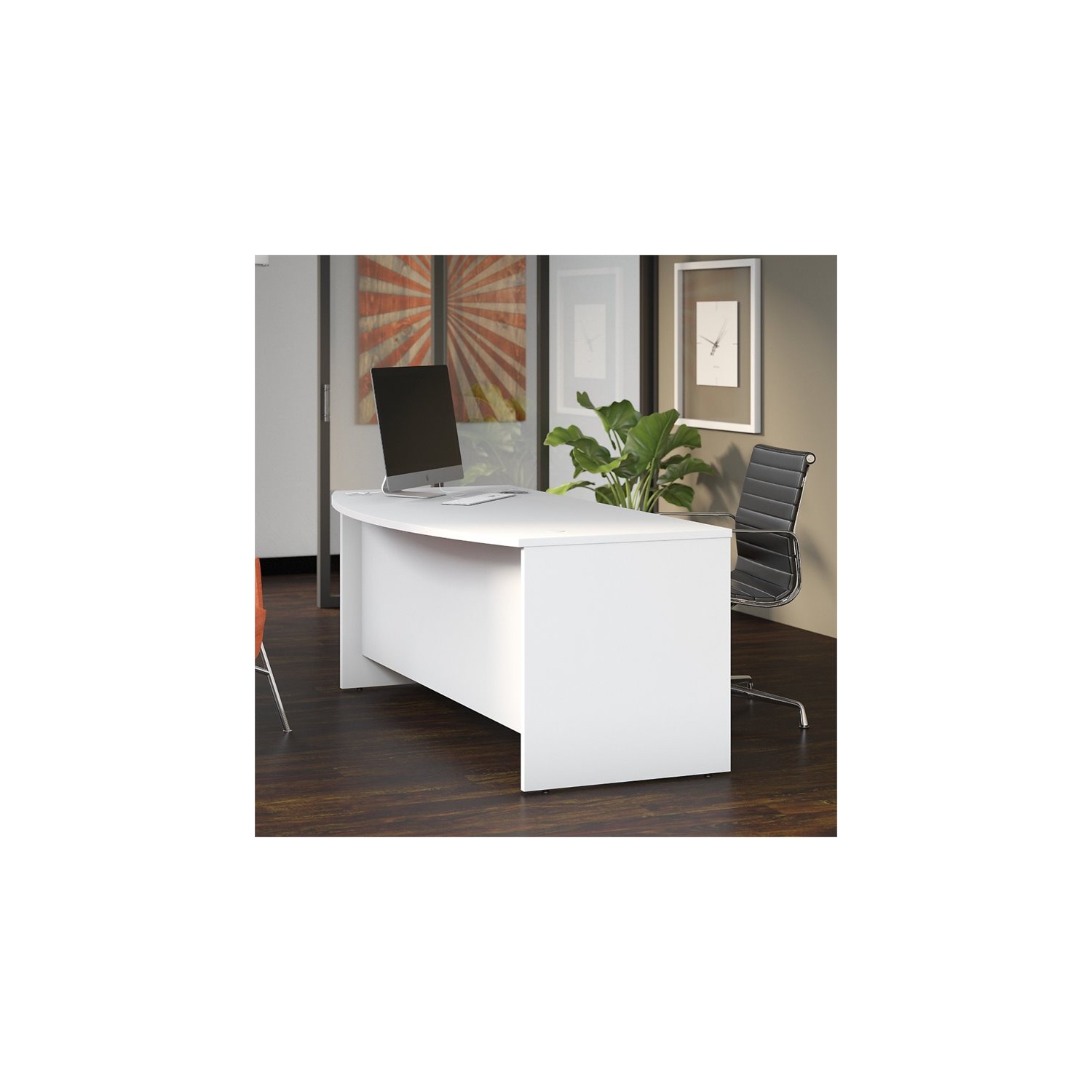 Studio C 72W x 36D Bow Front Desk in White - Engineered Wood