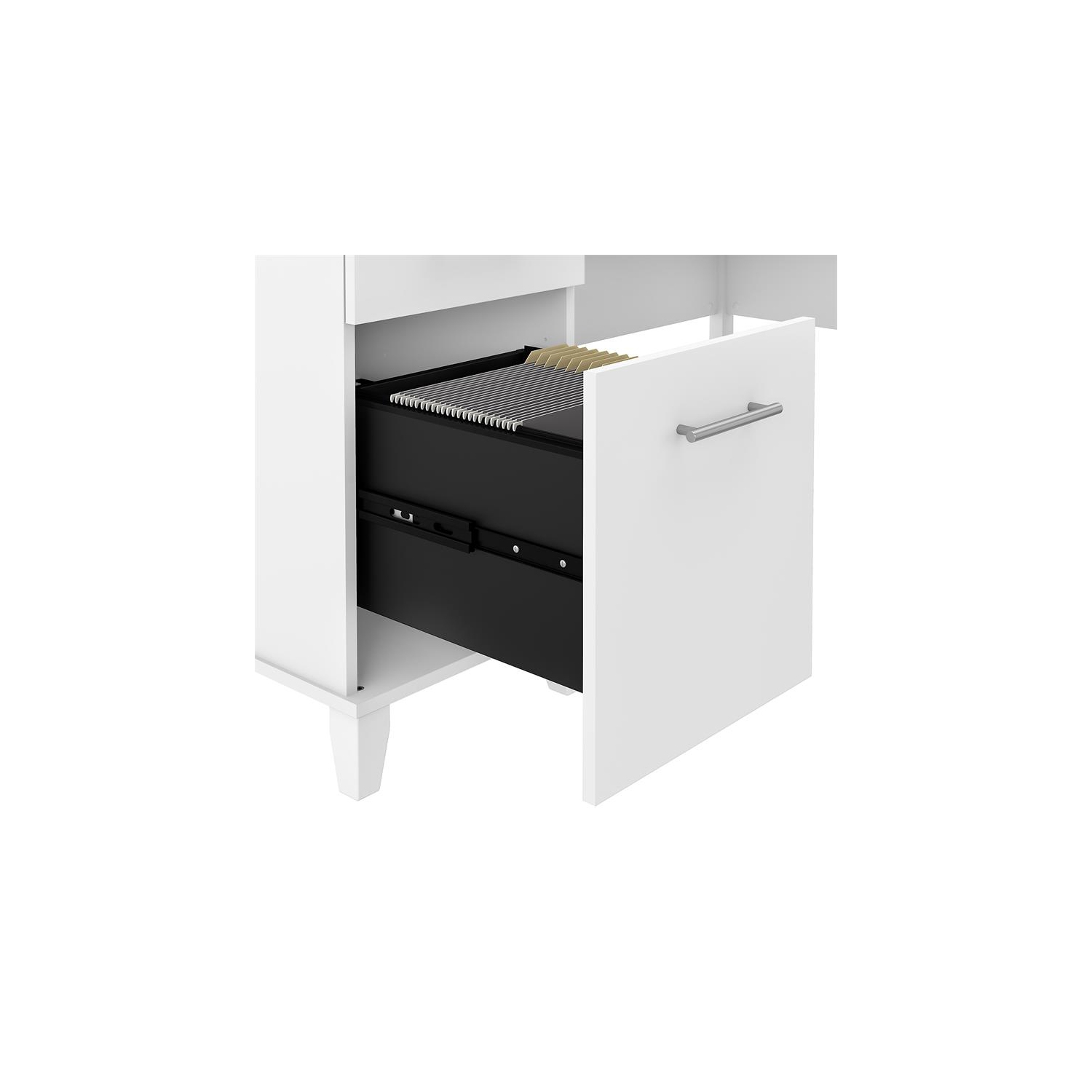Somerset 60W L Shaped Desk with Storage in White - Engineered Wood
