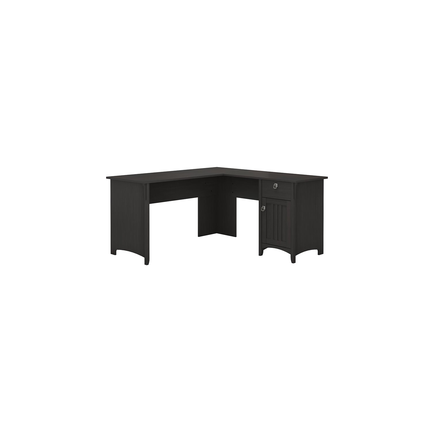 Salinas L Shaped Desk with Storage in Vintage Black - Engineered Wood