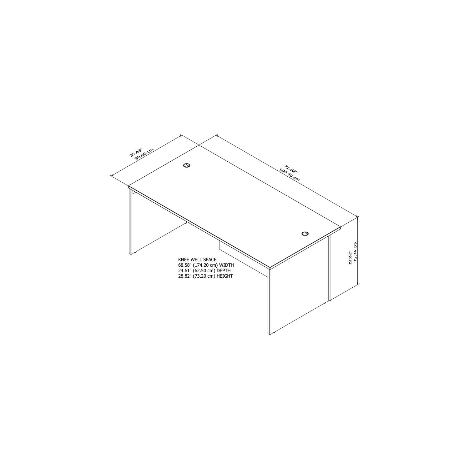 Office 500 72W x 36D Executive Desk in Black Walnut - Engineered Wood