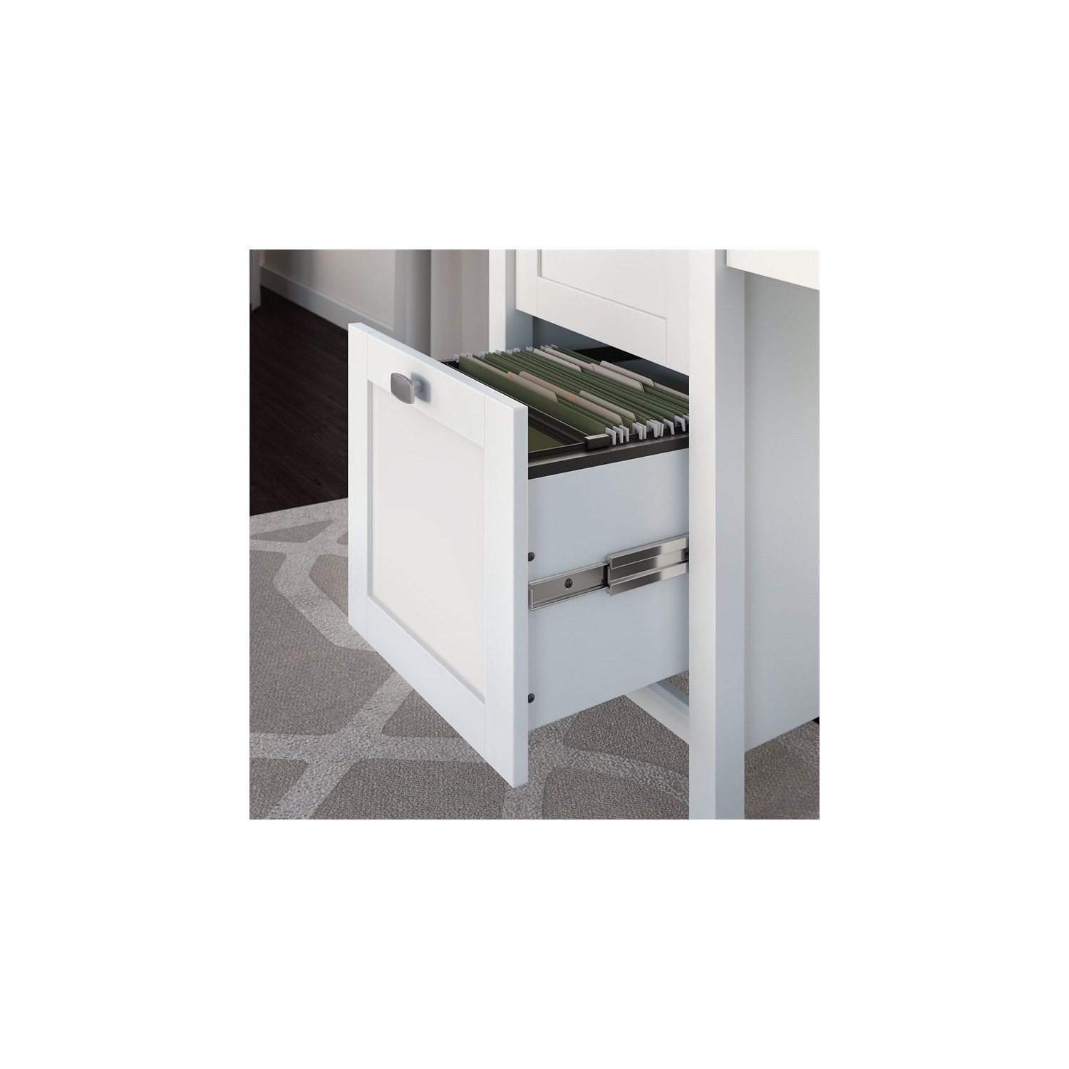 Bush Furniture Broadview Computer Desk with 2 Drawer Pedestal and Organizer in White