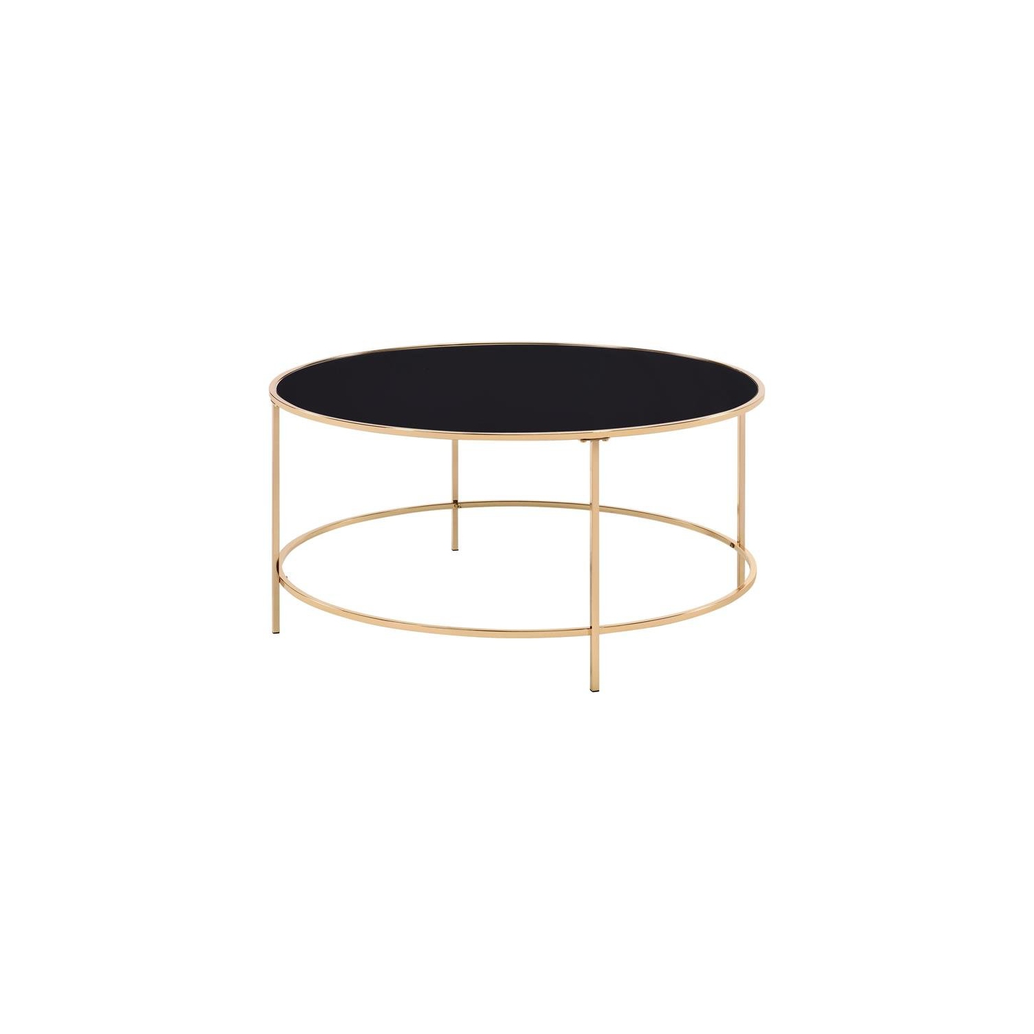 Bowery Hill Contemporary Glass Top Round Coffee Table in Gold