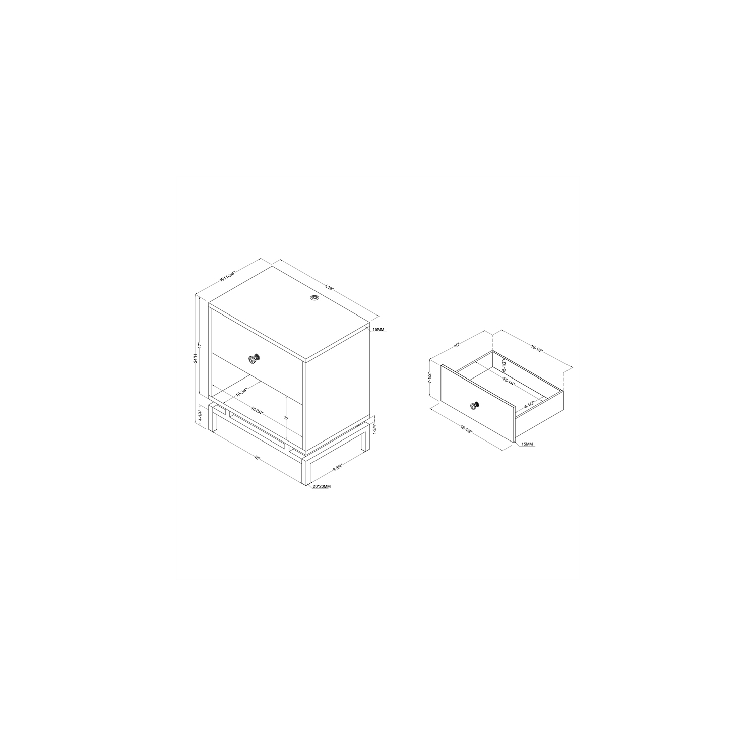 Bowery Hill Contemporary Wood 1-Drawer End Table in White Marble