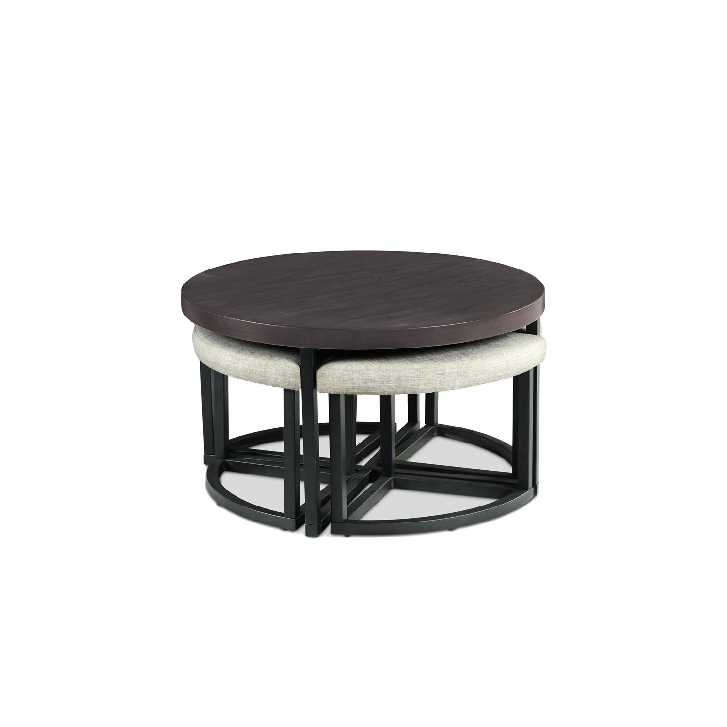 Steve Silver Yukon Black Metal Base Coffee Table with Stools
