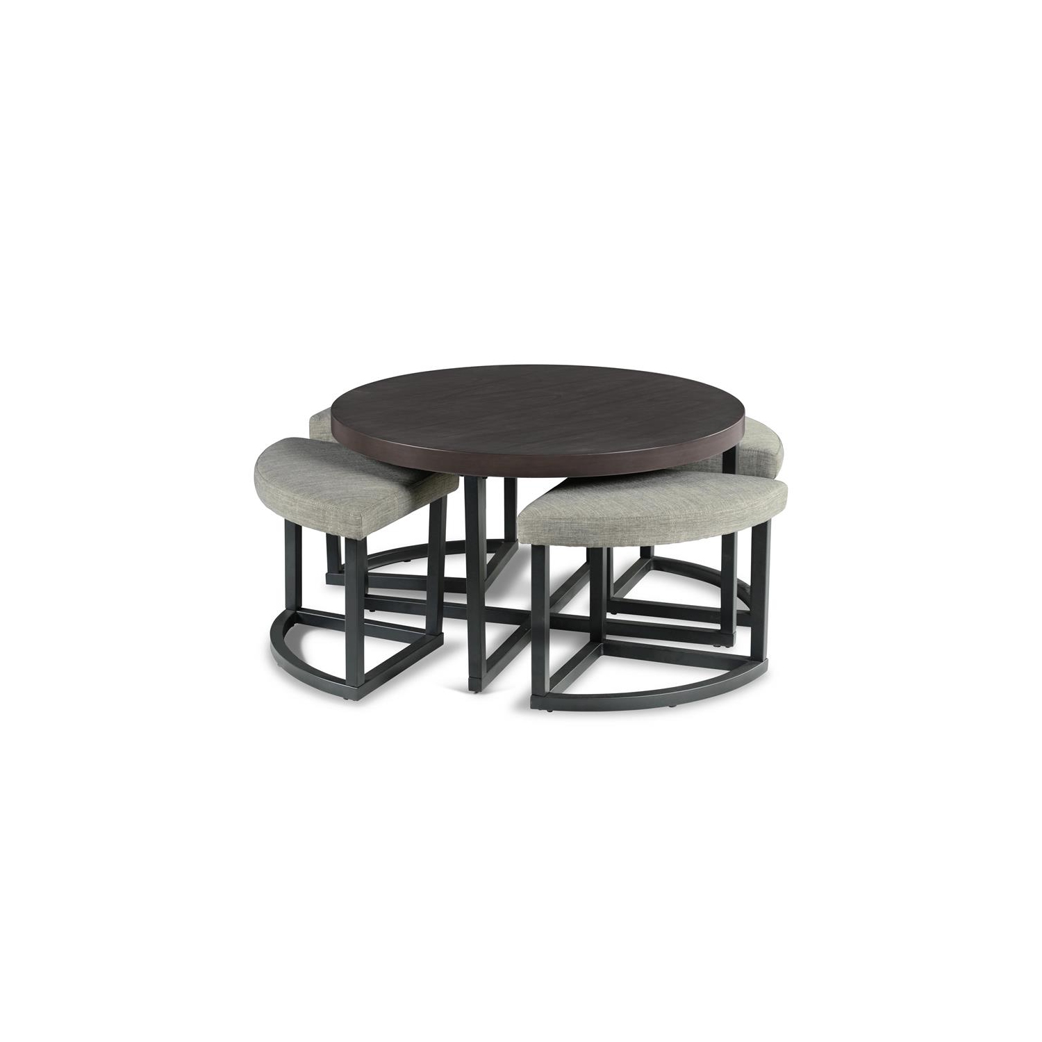Steve Silver Yukon Black Metal Base Coffee Table with Stools