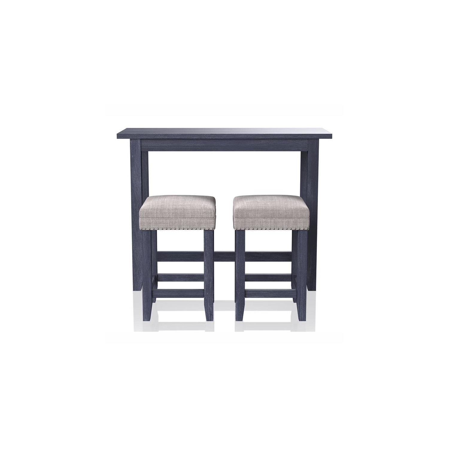 Bowery Hill Transitional Wood 3-Piece Counter Height Dining Set in Blue