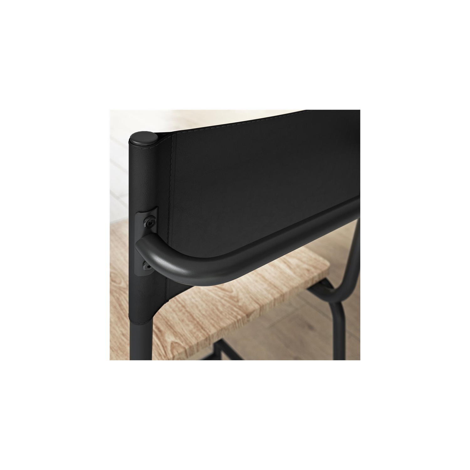 Pemberly Row Mid-Century Faux Leather Back Counter Stool in Black