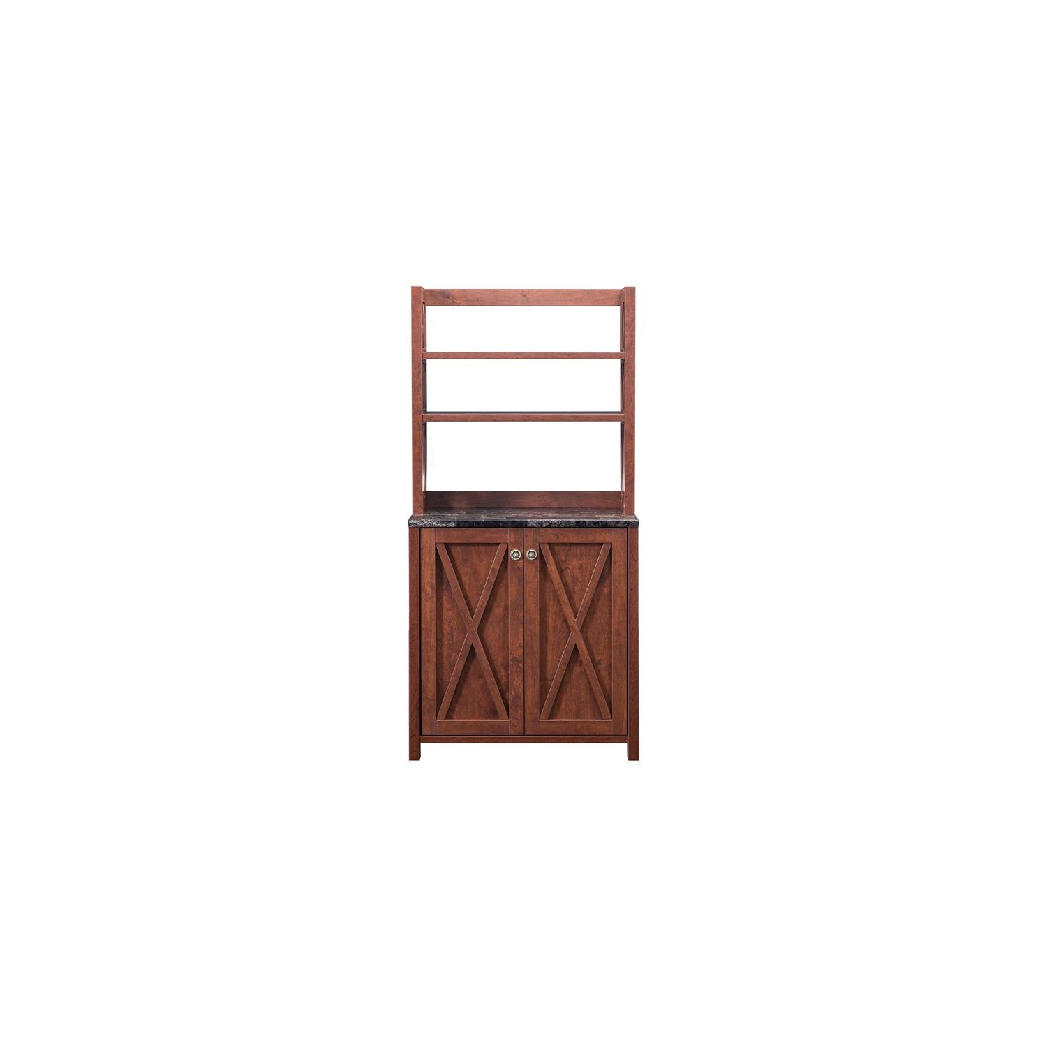 Bowery Hill Farmhouse Wood Multi-Storage Kitchen Cabinet in Walnut