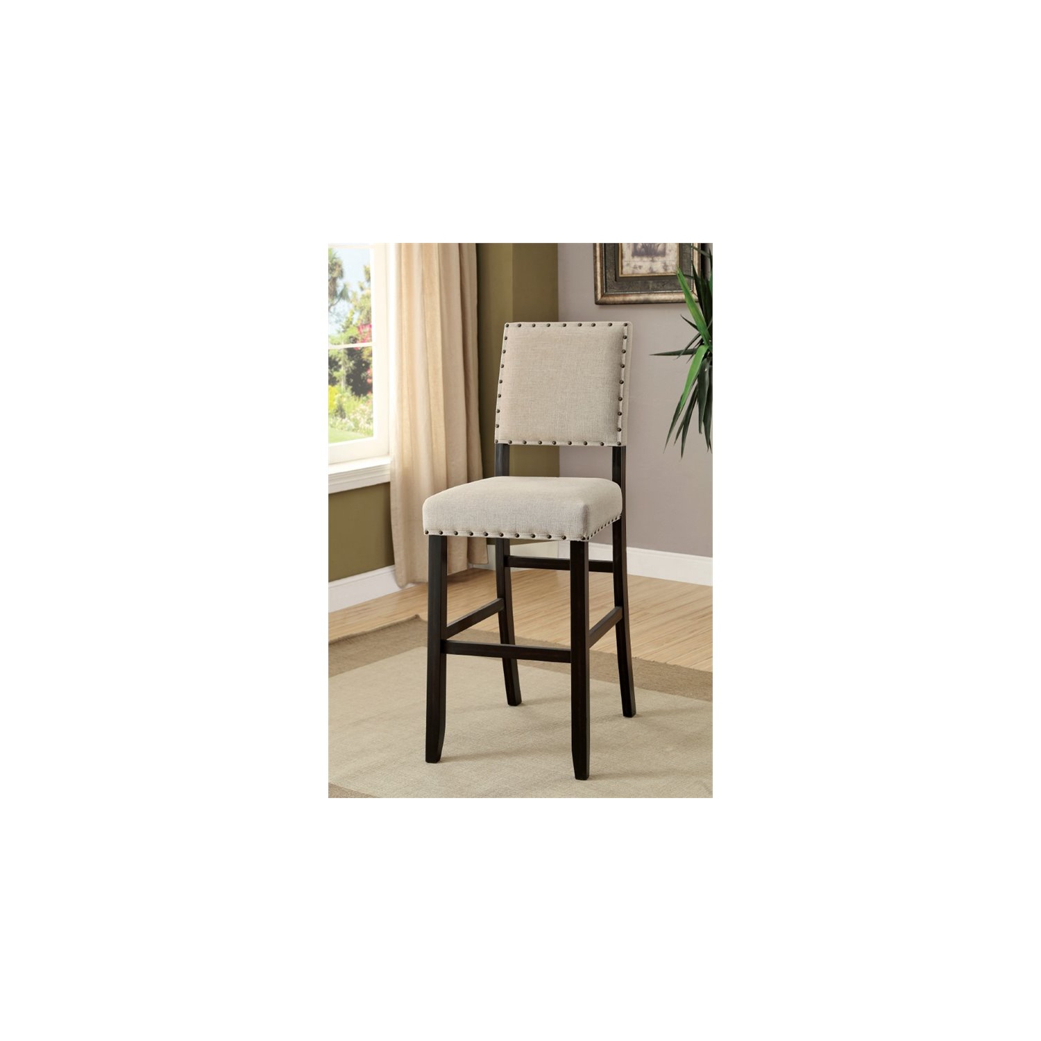 Bowery Hill Transitional Fabric Padded Bar Stool in Beige