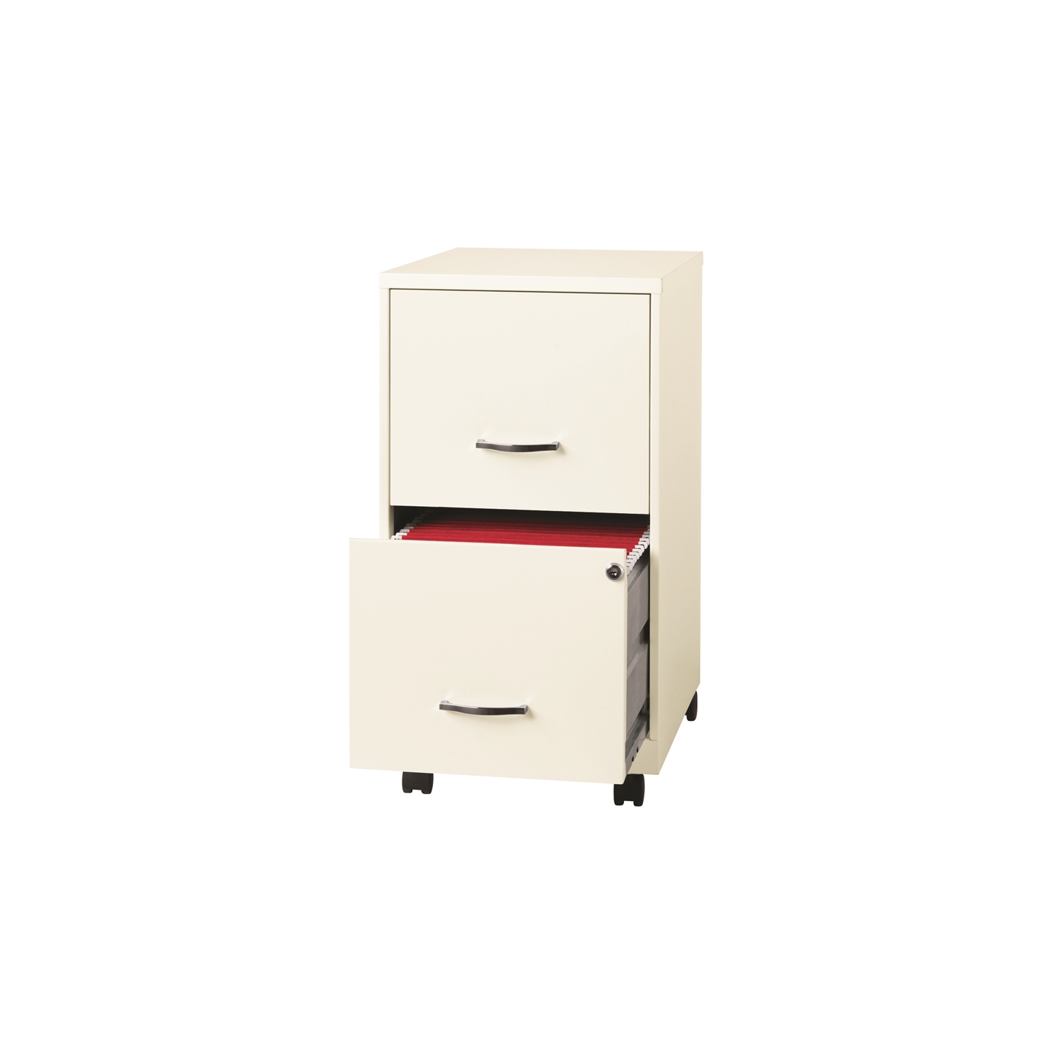 Space Solutions 18in 2 Drawer Mobile Smart Vertical File Cabinet Pearl White