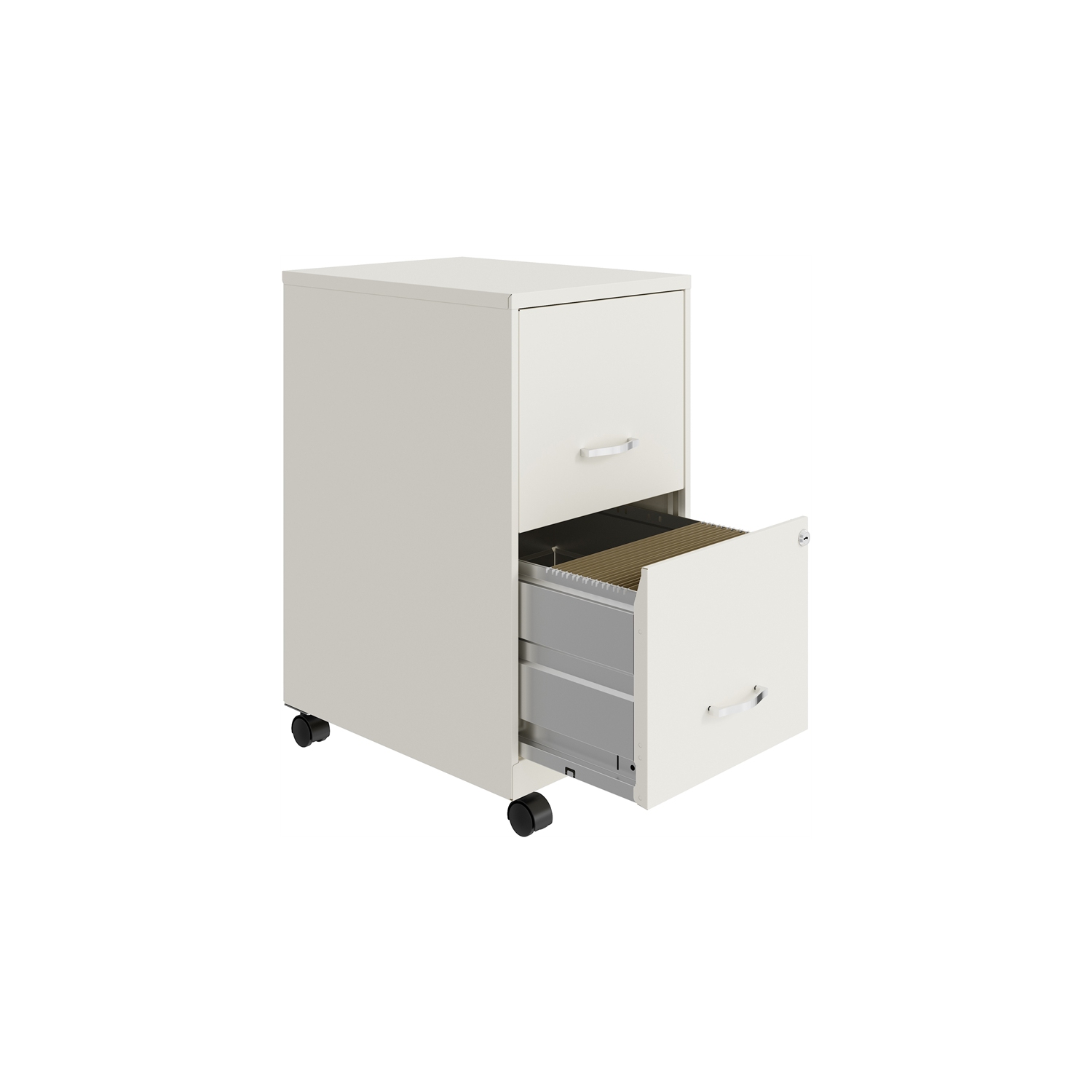Space Solutions 18in 2 Drawer Mobile Smart Vertical File Cabinet Pearl White