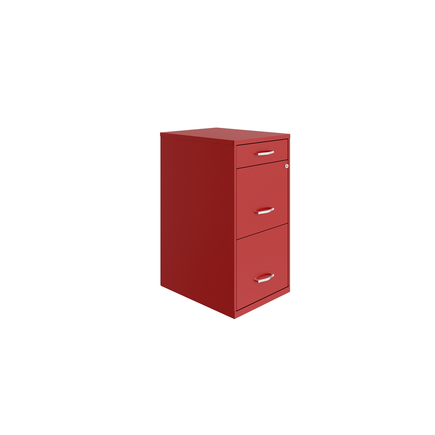 Space Solutions 18in Deep 3 Drawer Metal Organizer File Cabinet Red