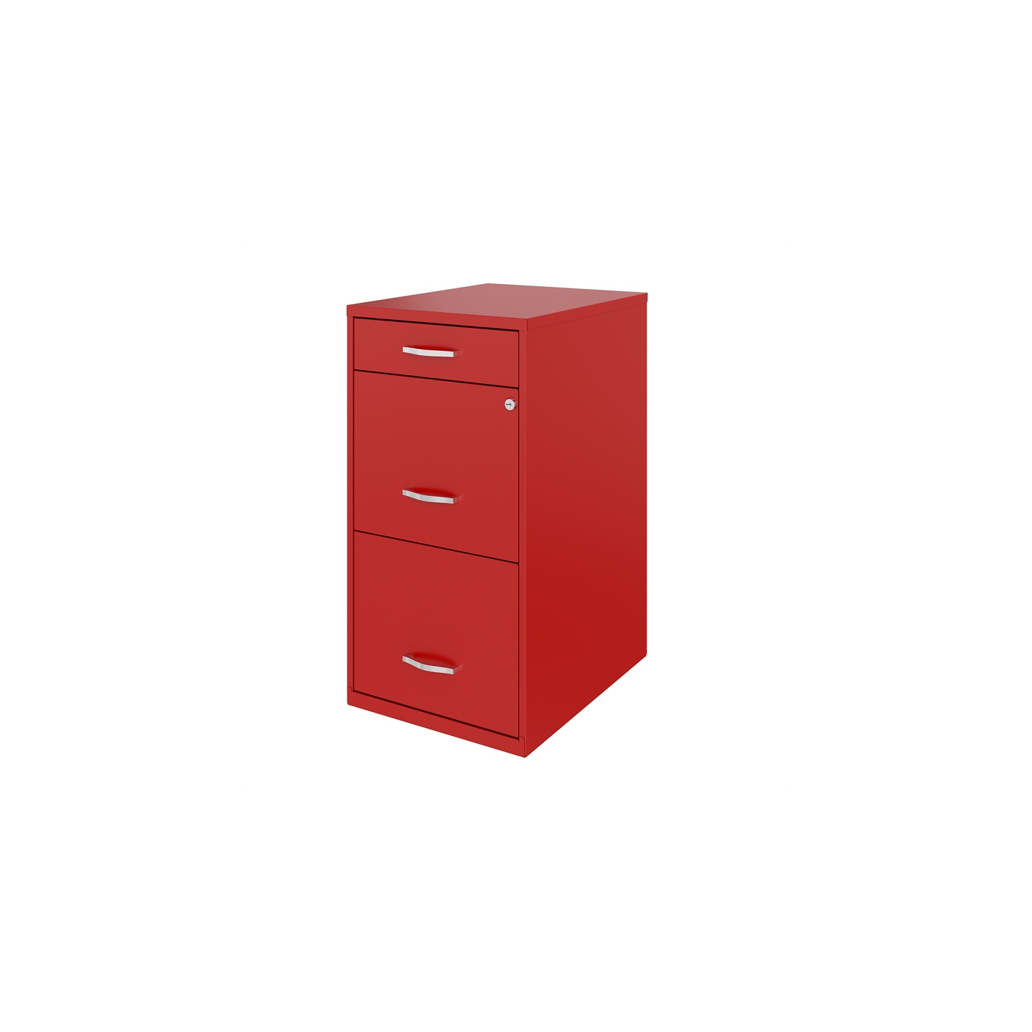 Space Solutions 18in Deep 3 Drawer Metal Organizer File Cabinet Red