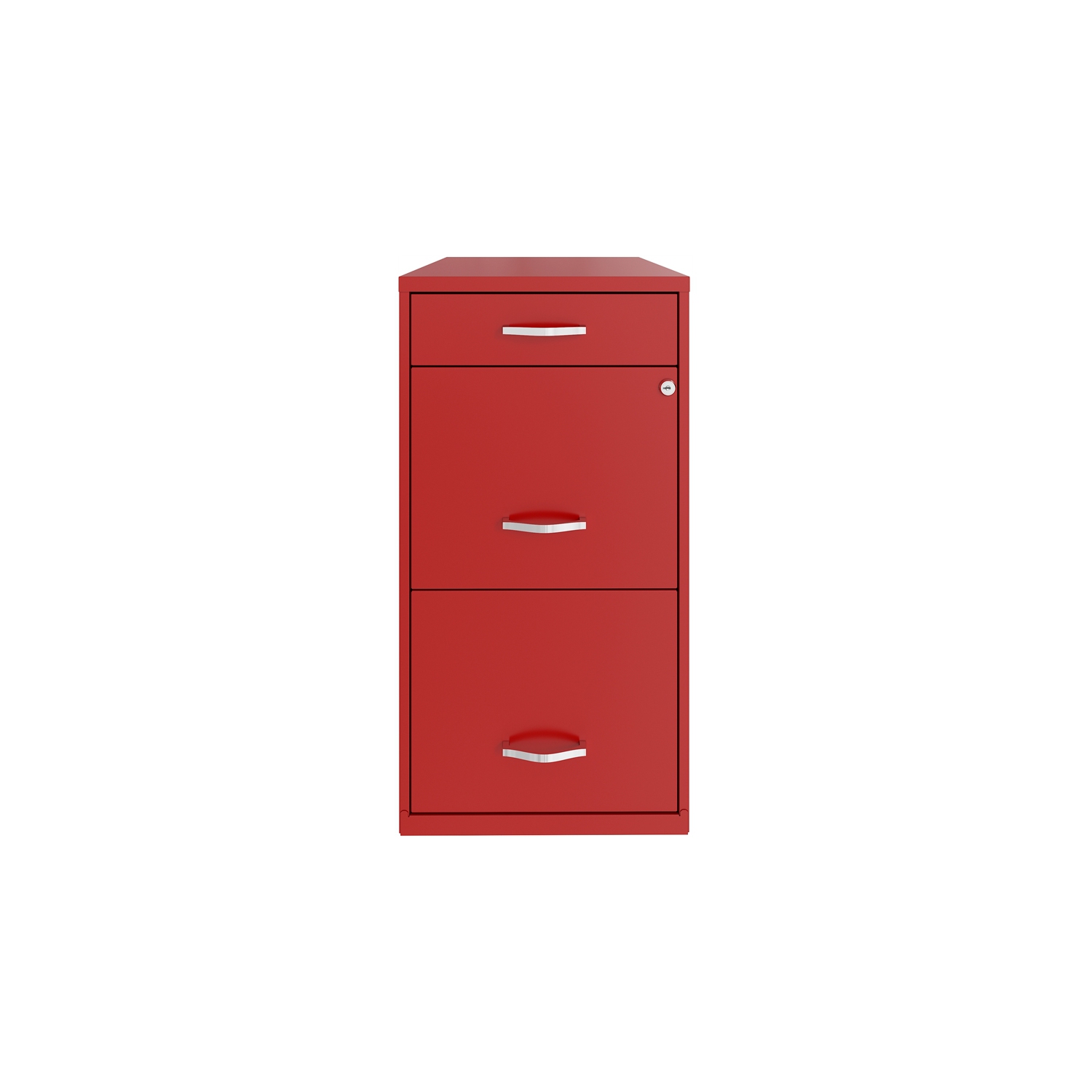 Space Solutions 18in Deep 3 Drawer Metal Organizer File Cabinet Red