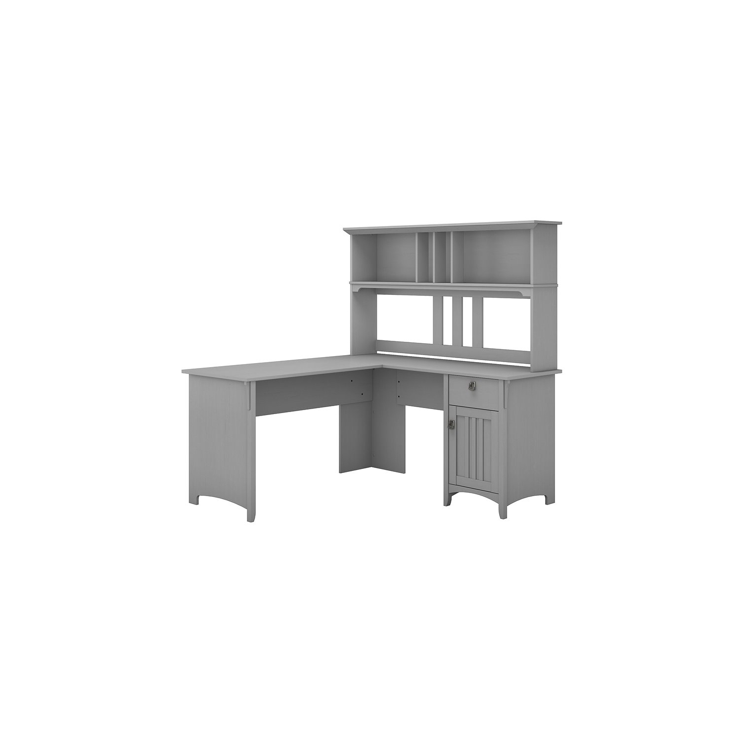Bush Furniture Salinas 60W L Shaped Desk with Hutch in Cape Cod Gray