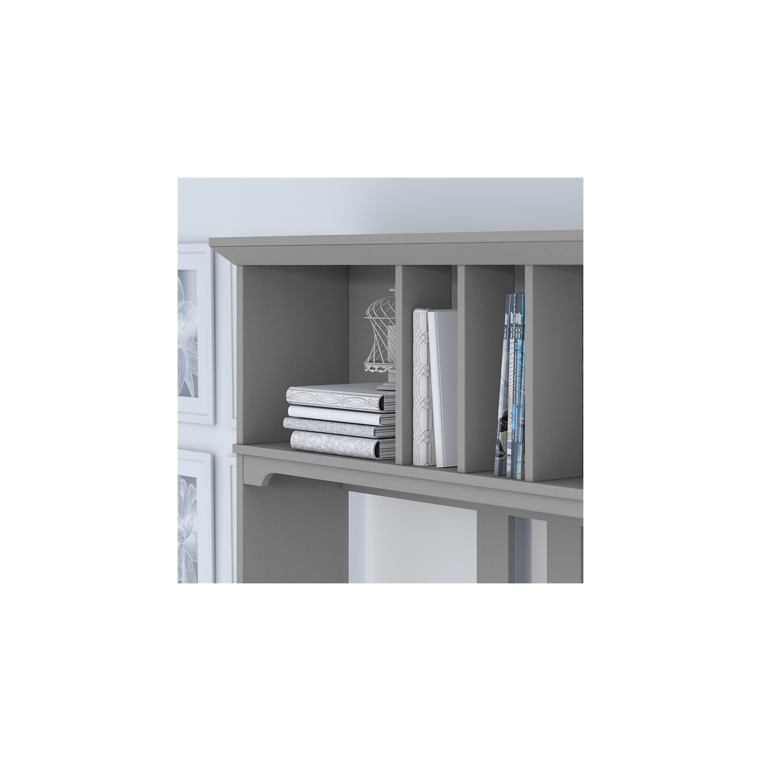 Bush Furniture Salinas 60W L Shaped Desk with Hutch in Cape Cod Gray