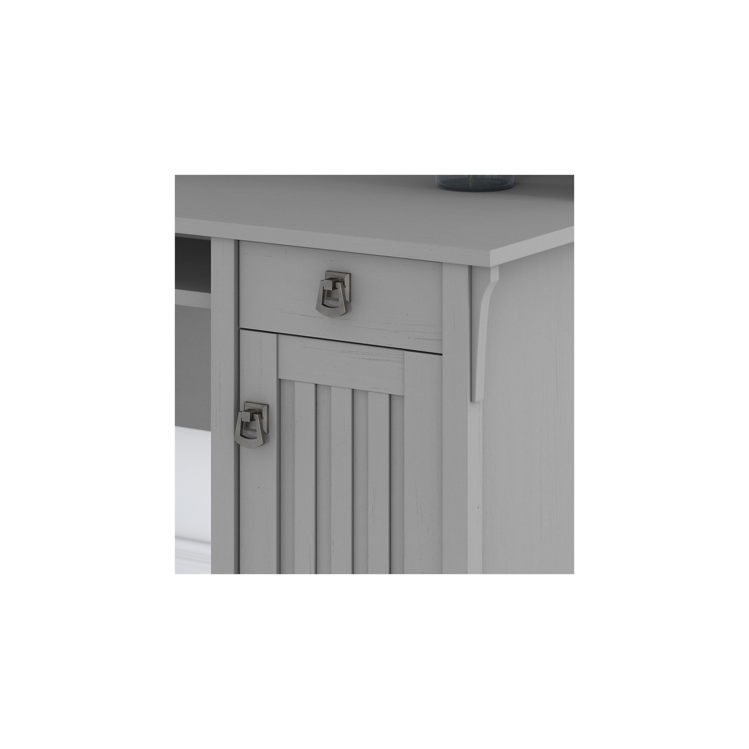 Bush Furniture Salinas 60W L Shaped Desk with Hutch in Cape Cod Gray