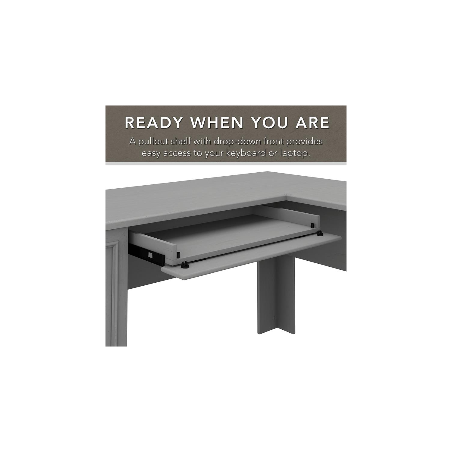 Scranton & Co Furniture Fairview 60W L Shaped Desk with Storage in Cape Cod Gray