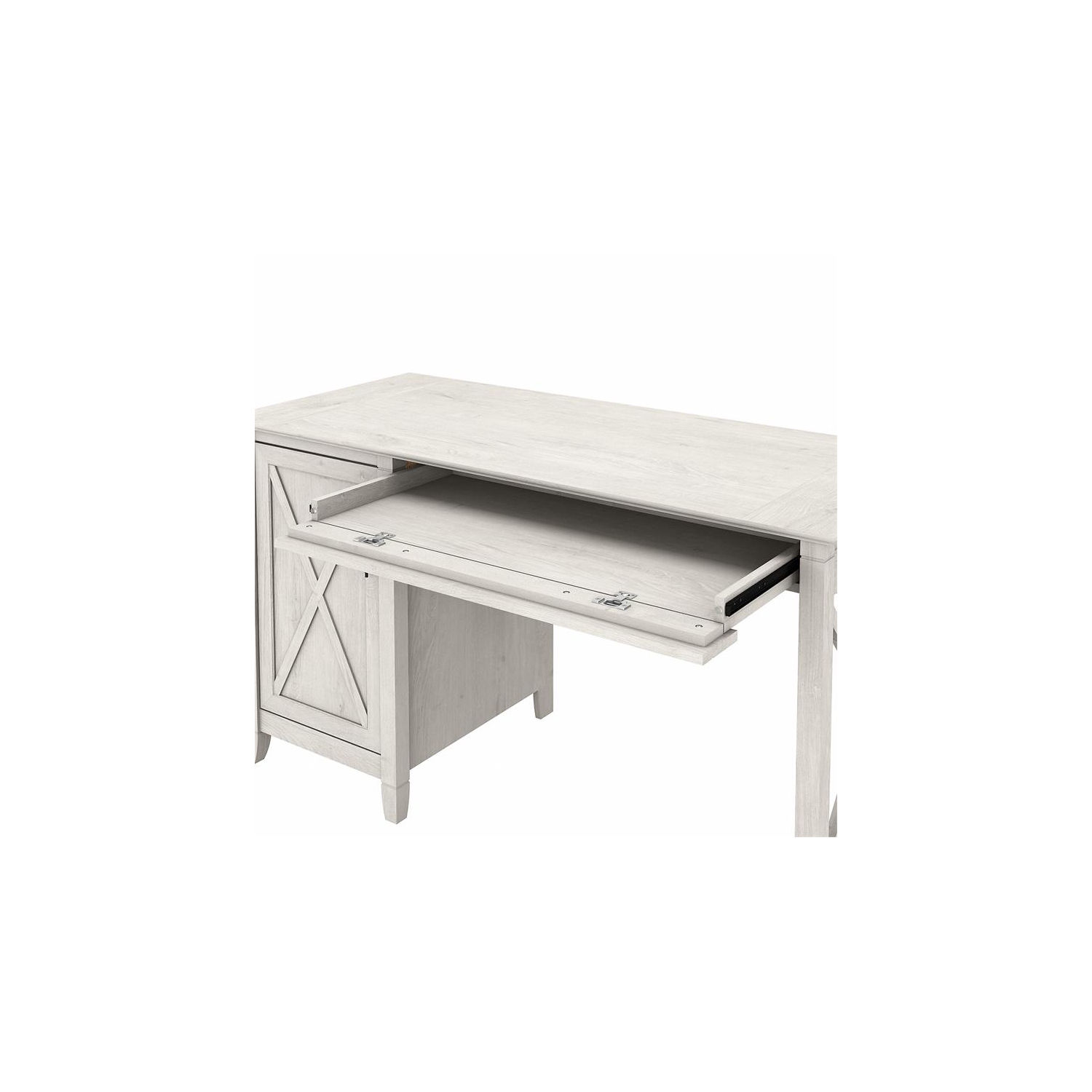 Key West 54W Computer Desk with Storage in Linen White Oak - Engineered Wood
