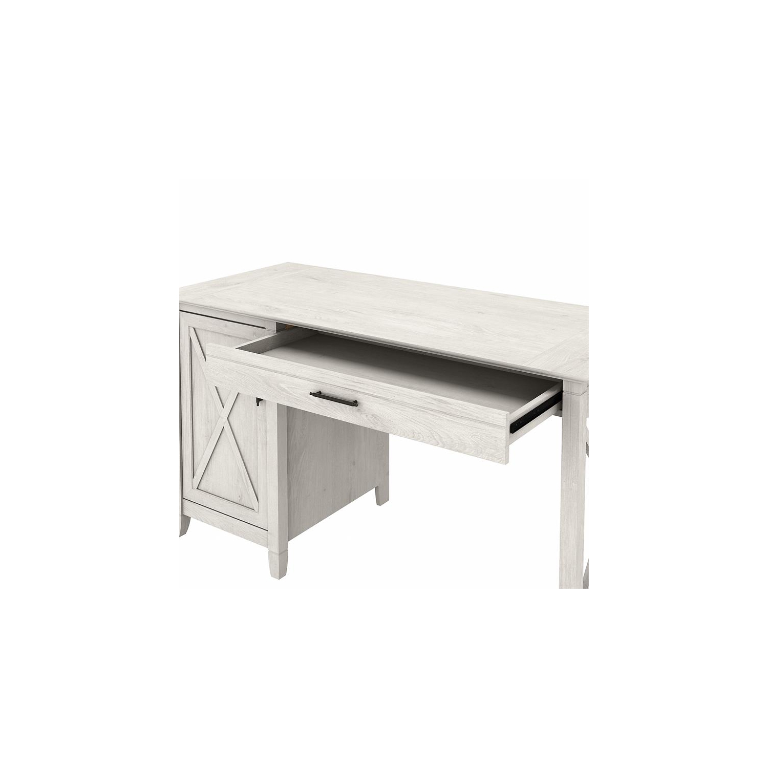 Key West 54W Computer Desk with Storage in Linen White Oak - Engineered Wood