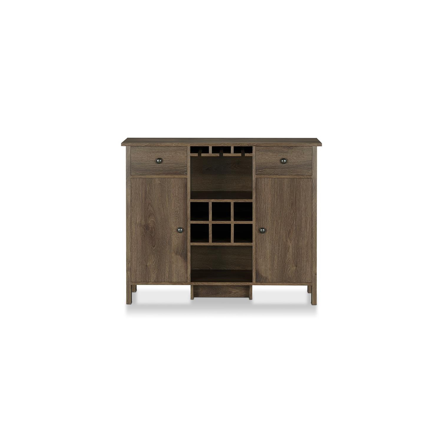 Bowery Hill Farmhouse Wood Multi-Storage Buffet in Distressed Walnut