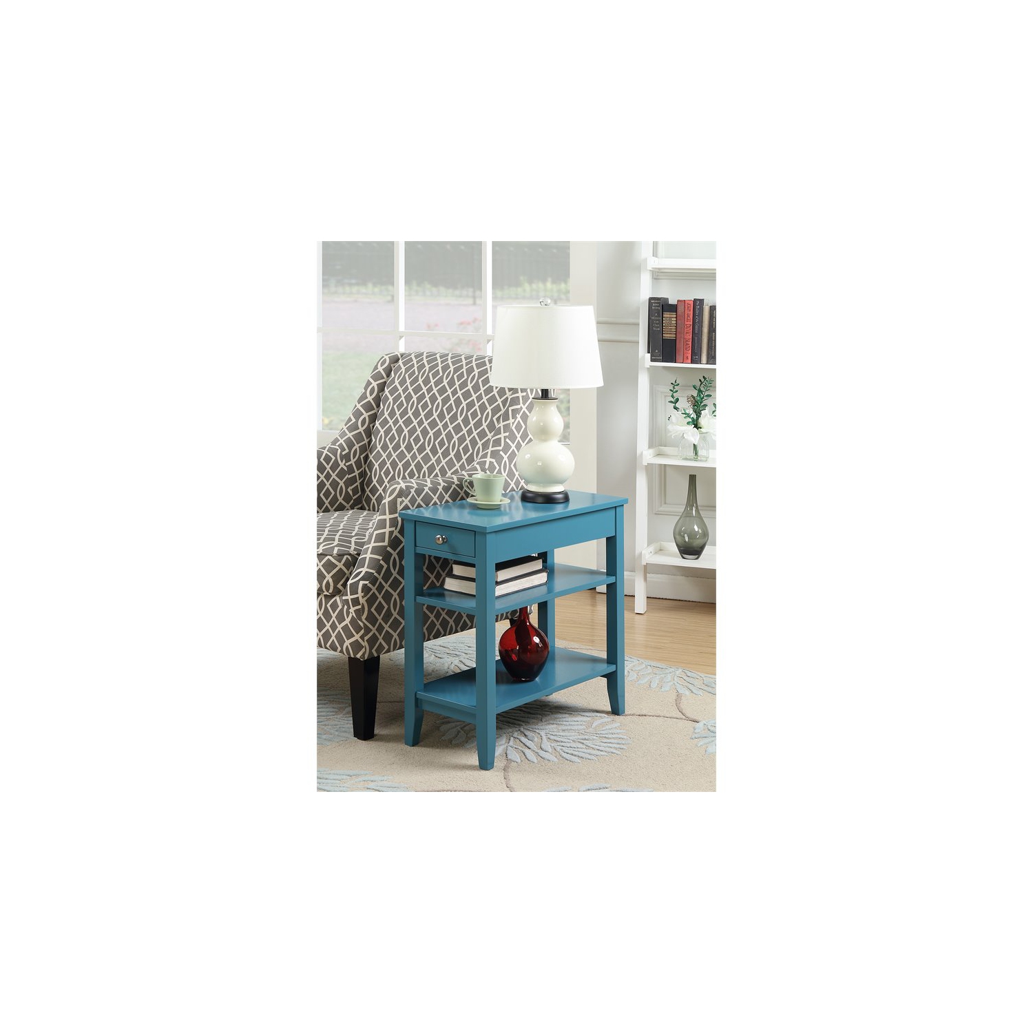 Pemberly Row Three-Tier End Table in Blue Wood Finish