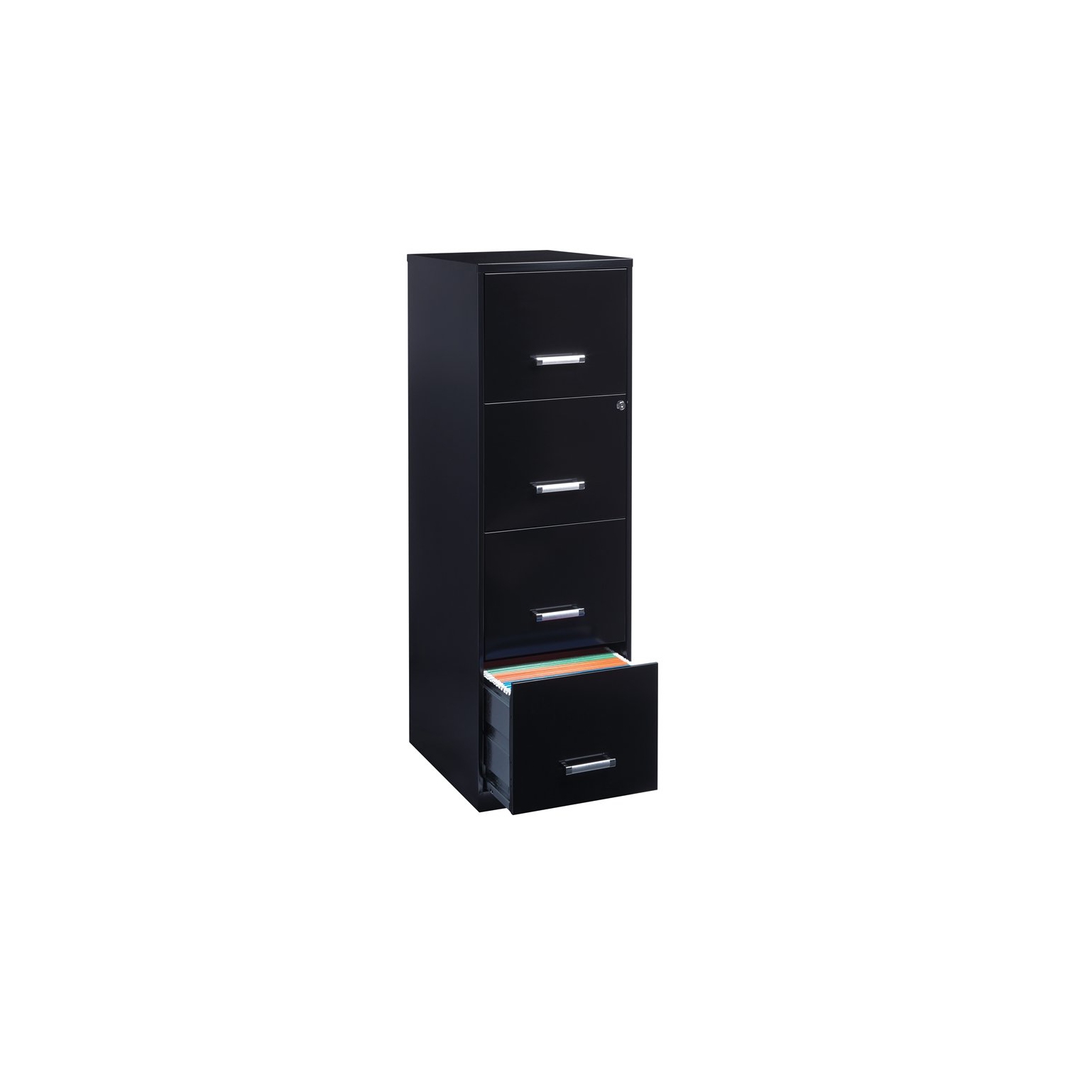 Space Solutions 18" Deep 4 Drawer Metal File Cabinet Black