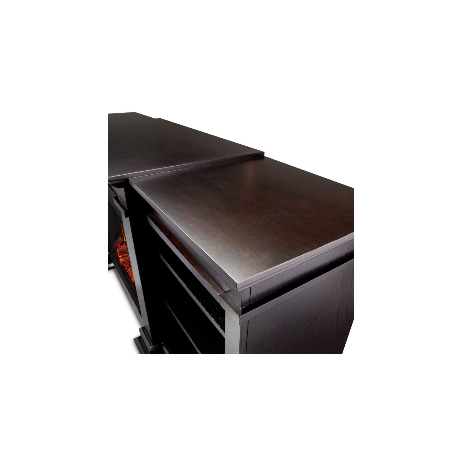 Meuble pour téléviseur avec foyer électrique traditionnel Bowery Hill, noyer foncé