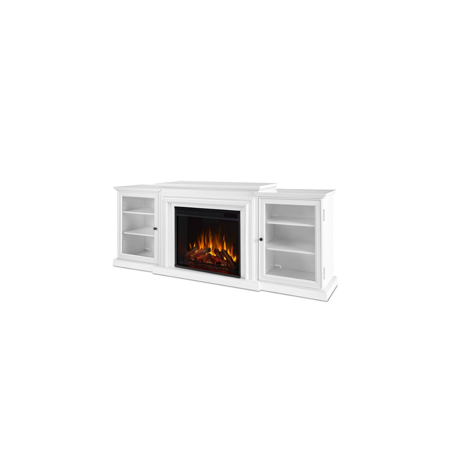 Bowery Hill Contemporary Solid Wood Electric Fireplace in White