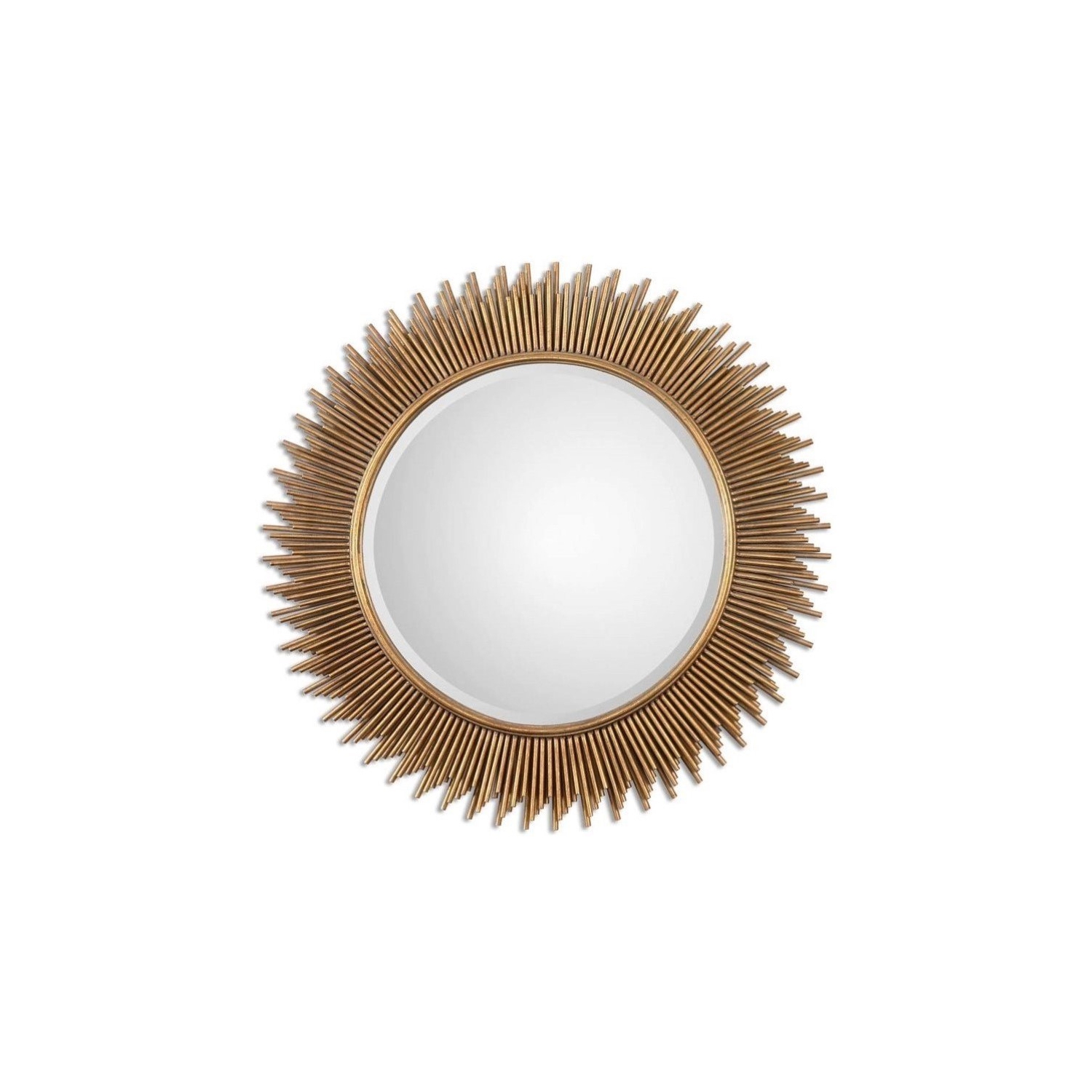 Bowery Hill Contemporary Iron Round Gold Glass Mirror