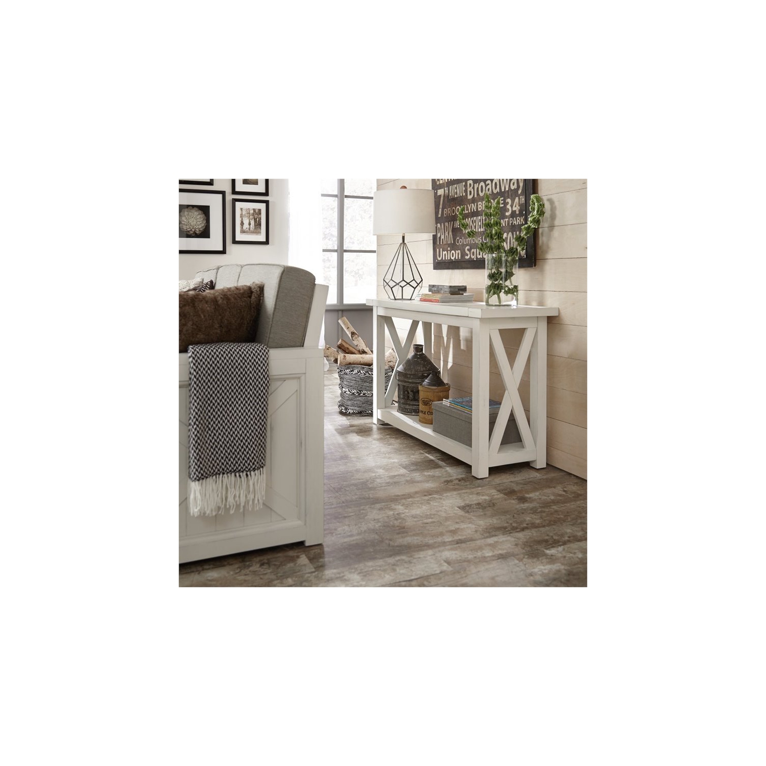 Console en bois Seaside Lodge de Homestyles en blanc cassé