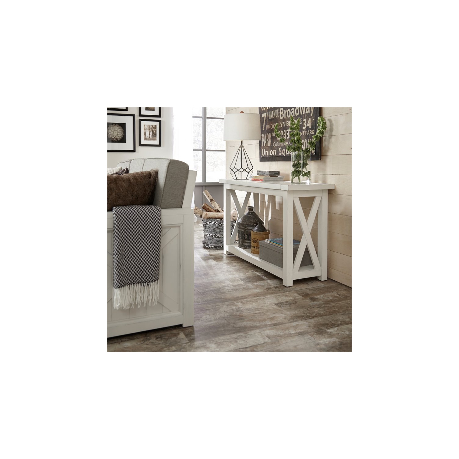 Console en bois Seaside Lodge de Homestyles en blanc cassé