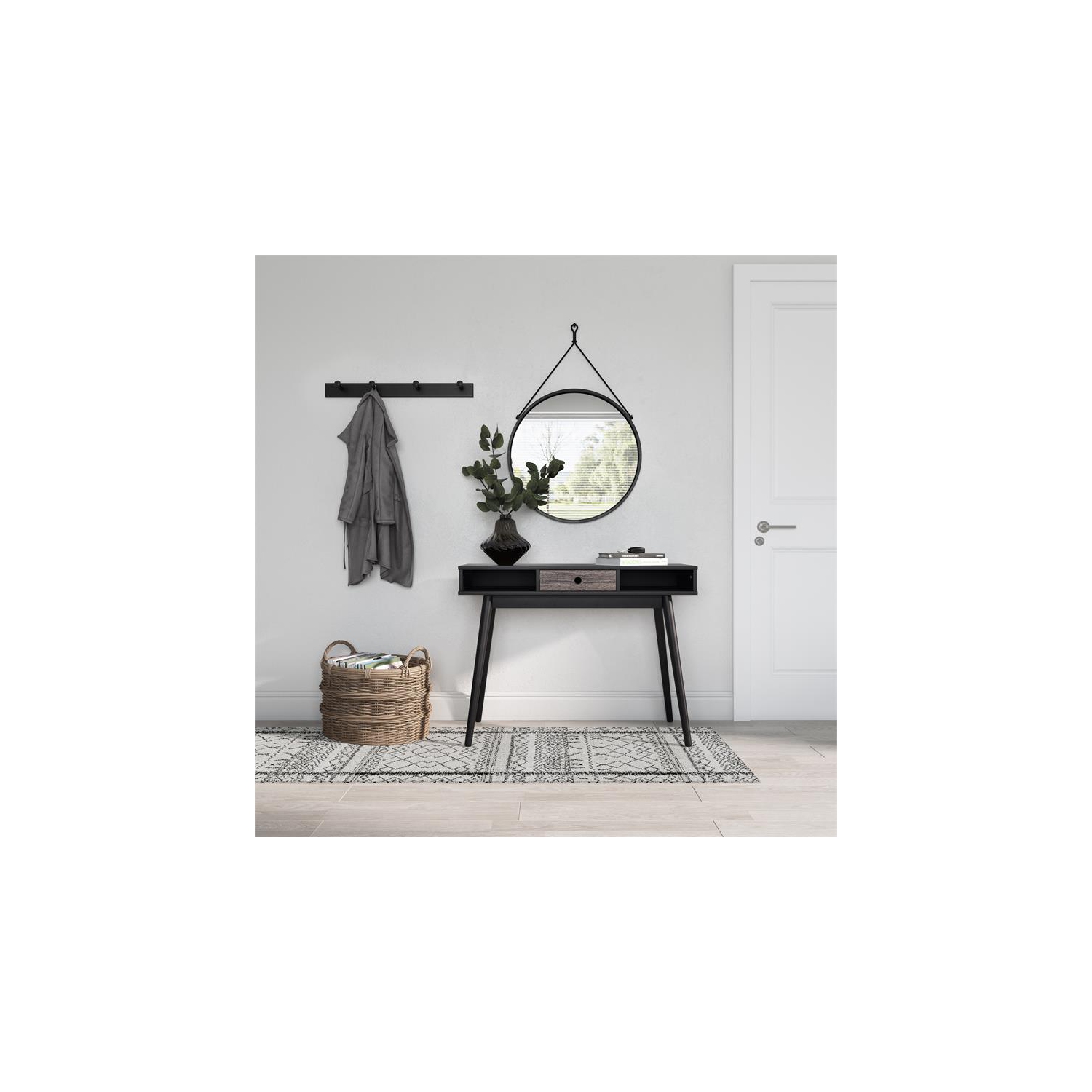 CorLiving Acerra Black Wood Grain Entryway Table