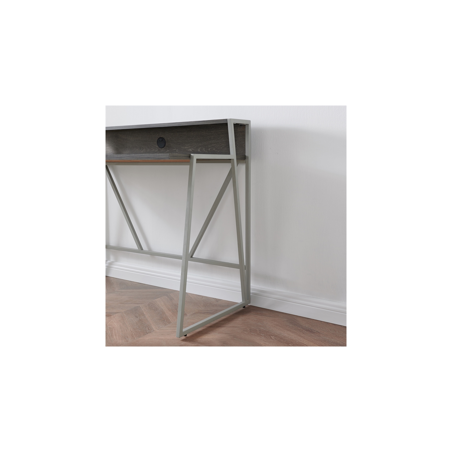 70010-WWNK Fletcher 44"L x 23.75" Writing Desk in Weathered Wood/Nickel