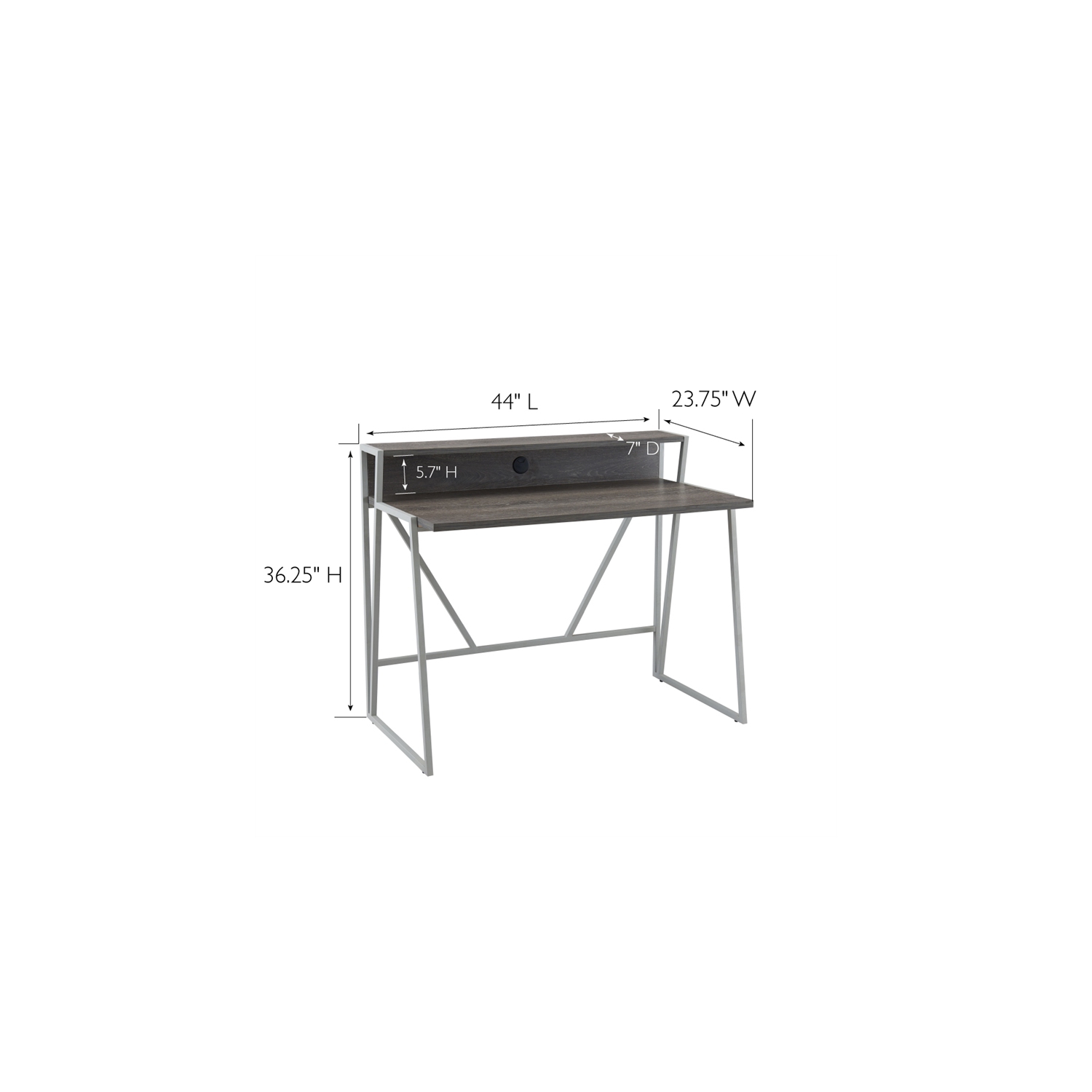 70010-WWNK Fletcher 44"L x 23.75" Writing Desk in Weathered Wood/Nickel