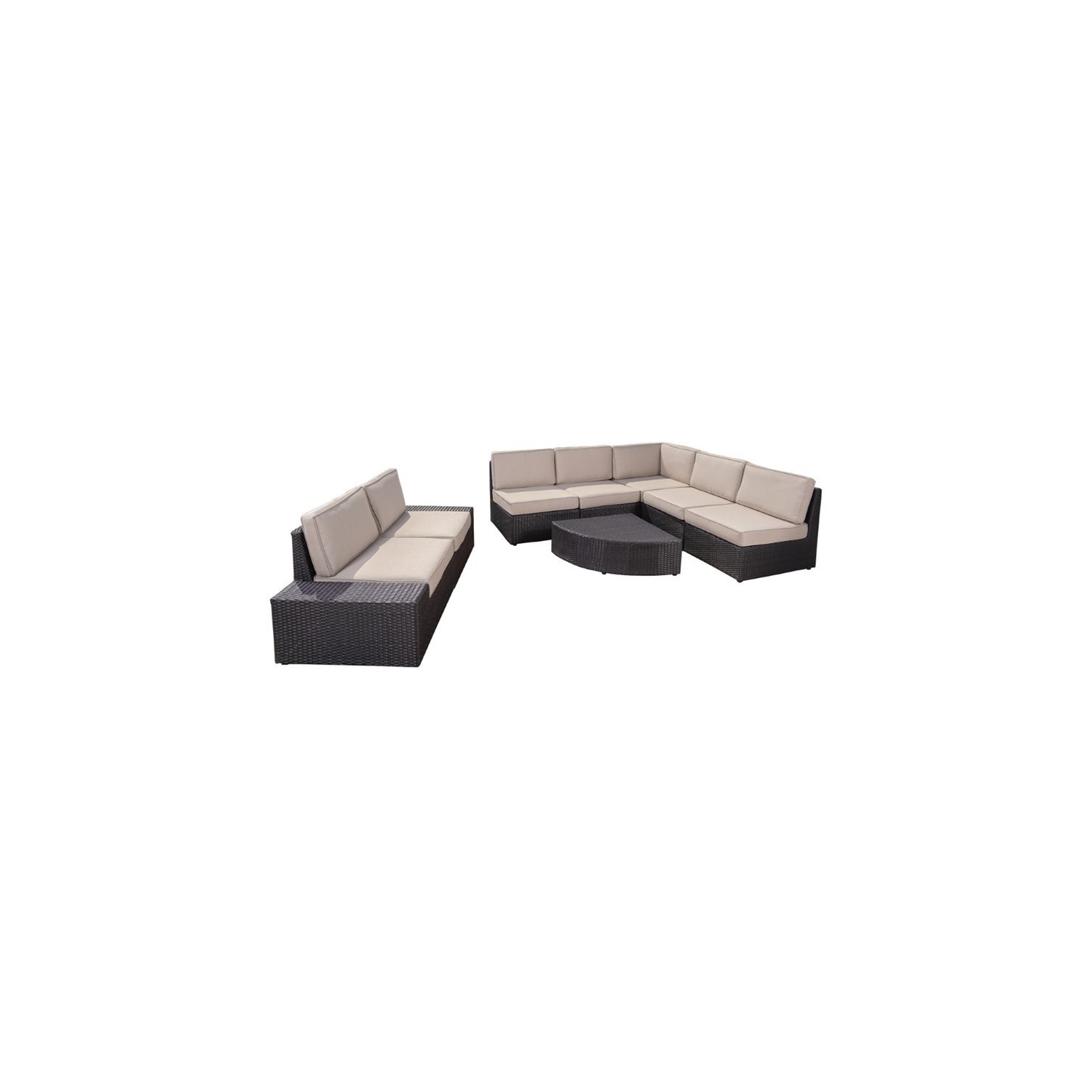 Noble House Santa Cruz 8 Piece Outdoor Wicker Sectional Sofa Set in Dark Brown