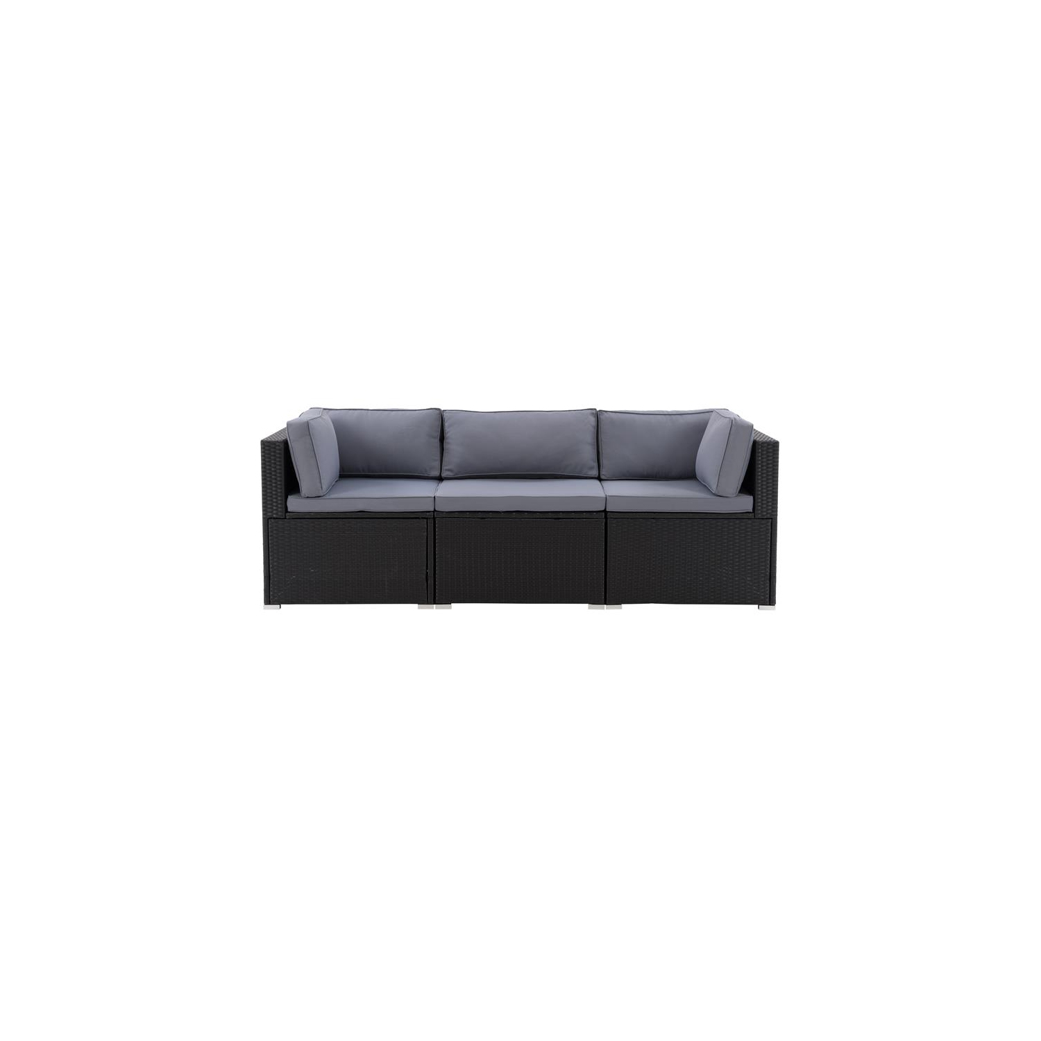 CorLiving Patio Sectional Set 3pc - Black with Gray Fabric Cushions