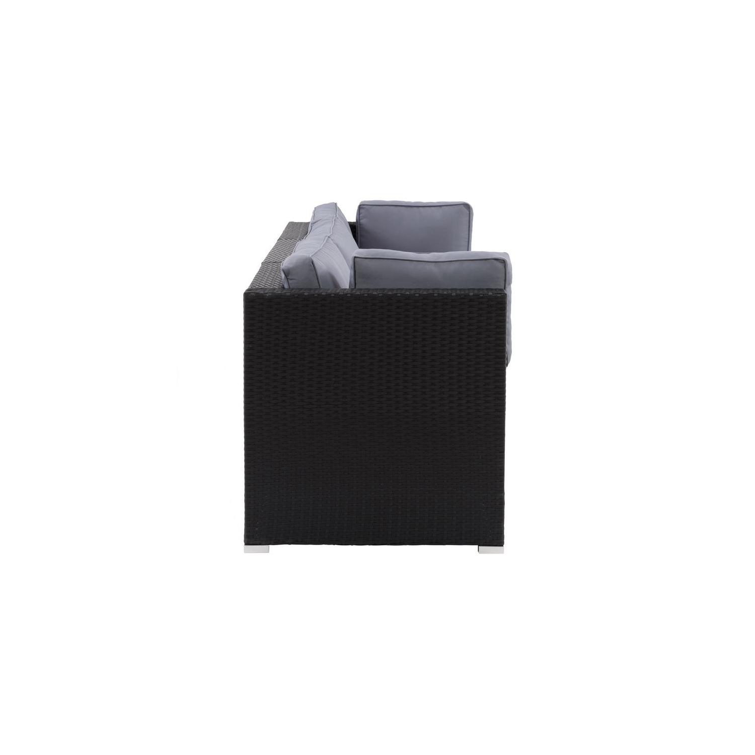 CorLiving Patio Sectional Set 3pc - Black with Gray Fabric Cushions