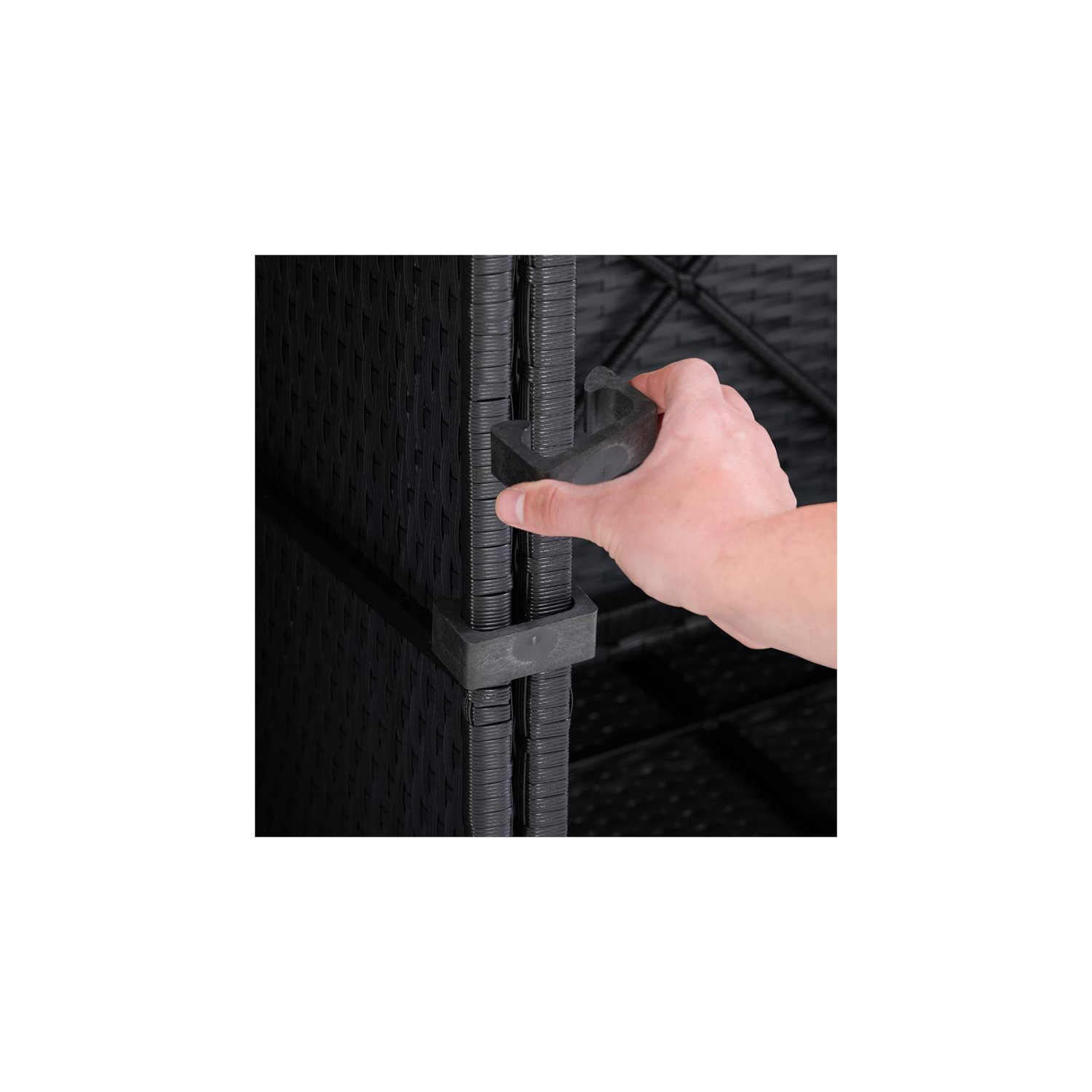 CorLiving Patio Sectional Set 2pc - Black with Gray Fabric Cushions