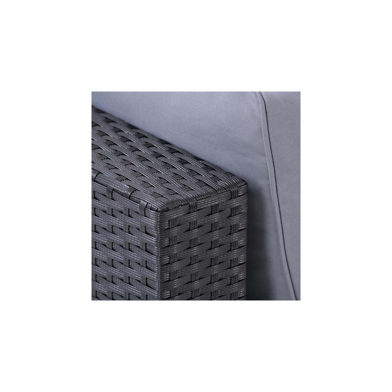 CorLiving Patio Sectional Set 6pc - Black with Gray Fabric Cushions