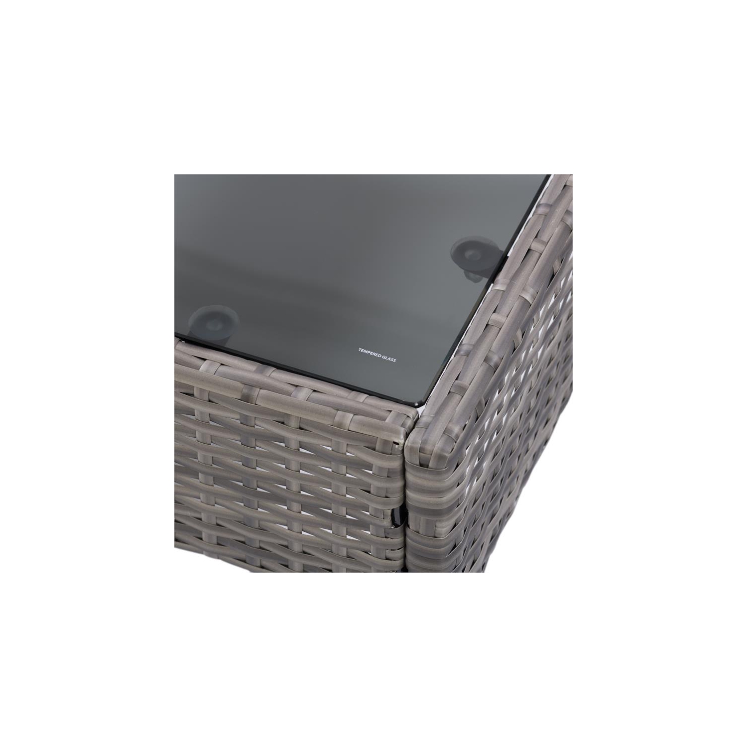 CorLiving Patio Sectional 6pc - Blended Grey with Blue Cushions