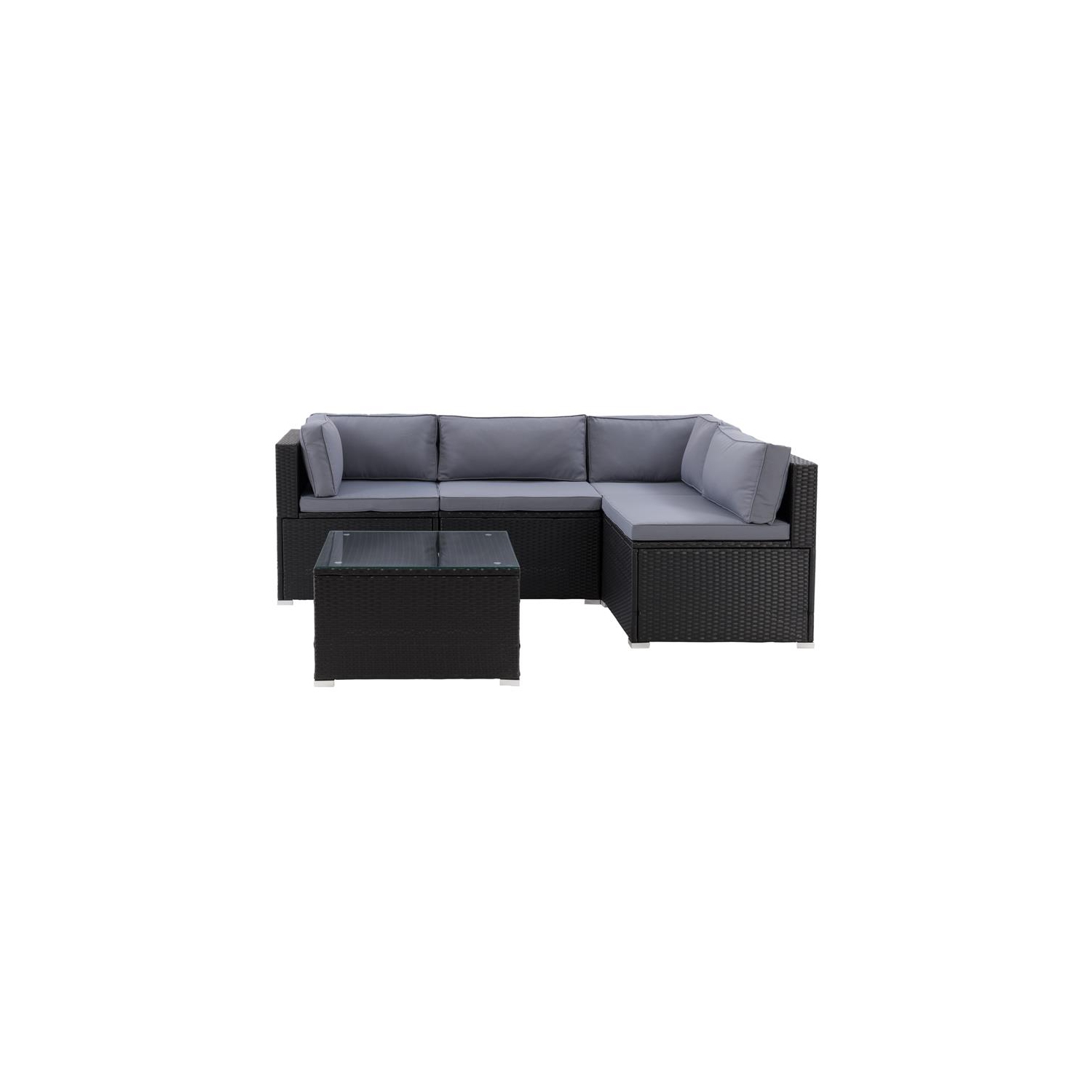 Ensemble modulaire de patio de 5 pièces de CorLiving - Noir avec coussins en tissu gris