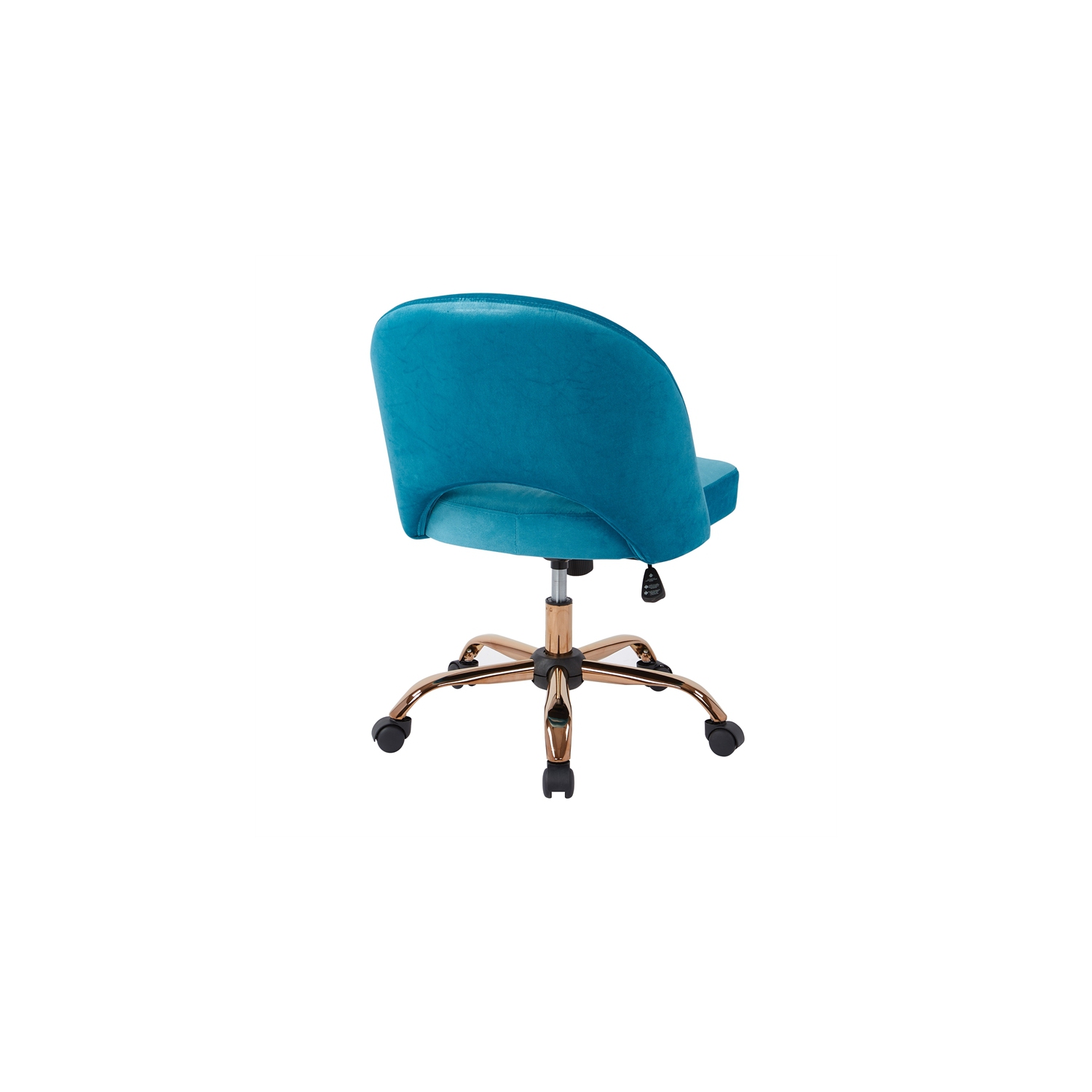 Lula Office Chair in Cruising Blue Fabric with Rose Gold Base