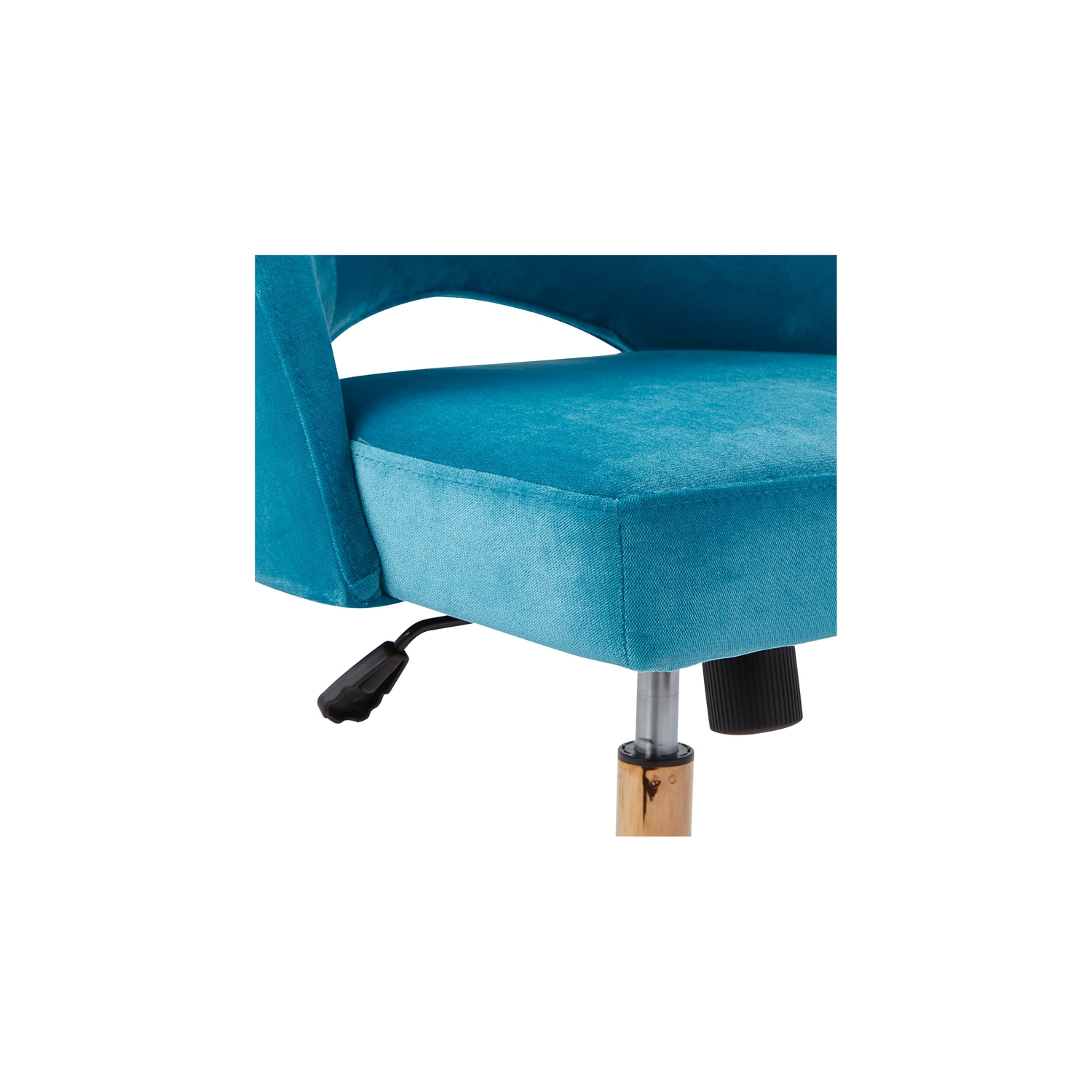 Lula Office Chair in Cruising Blue Fabric with Rose Gold Base