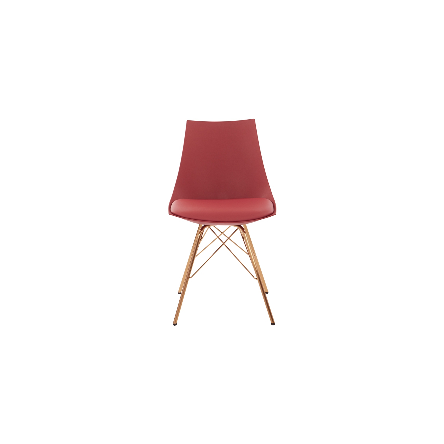 Oakley Chair in Desert Rose Red Faux Leather with Gold Chrome Base