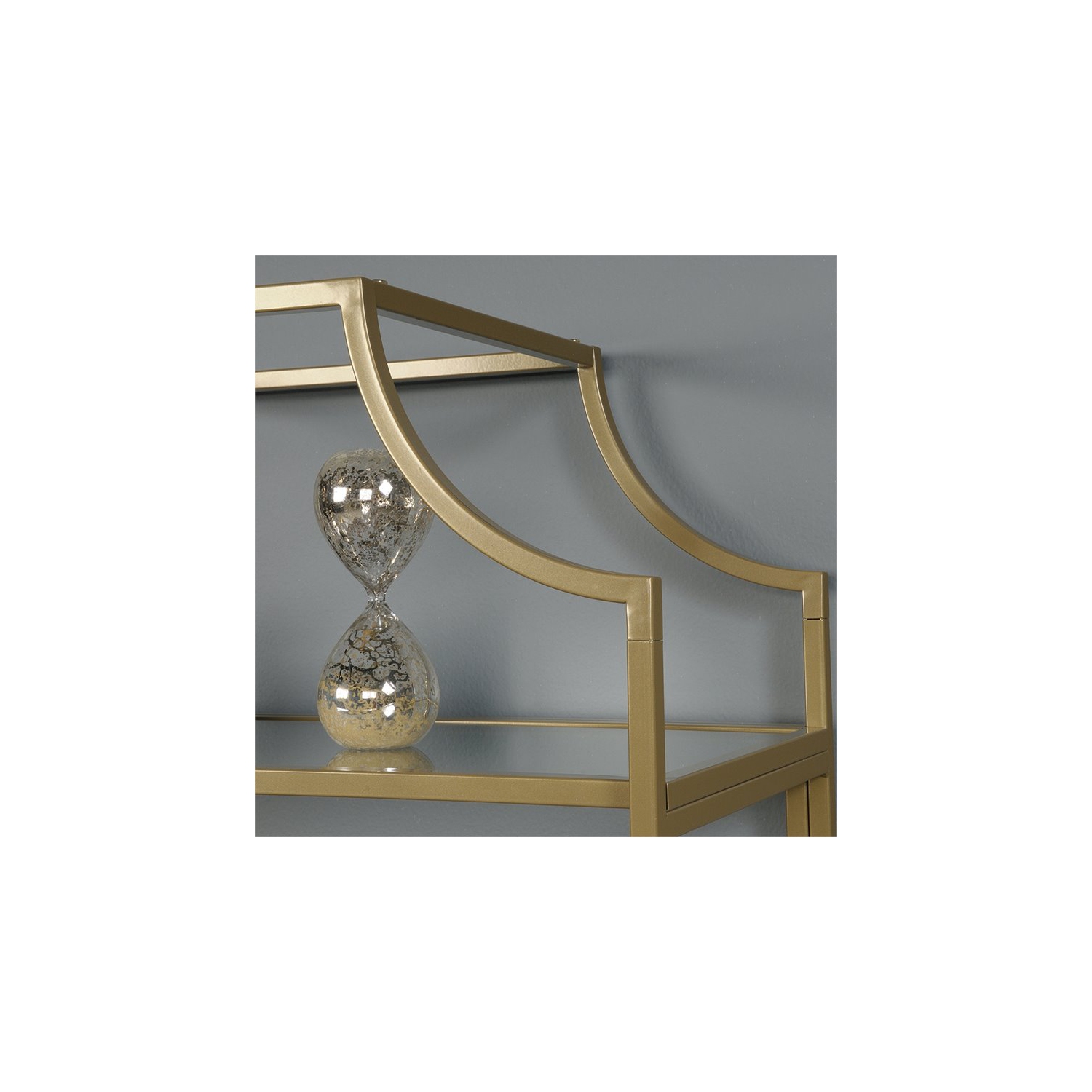 Pemberly Row Modern 5 Shelf Metal Bookcase in Satin Gold Finish